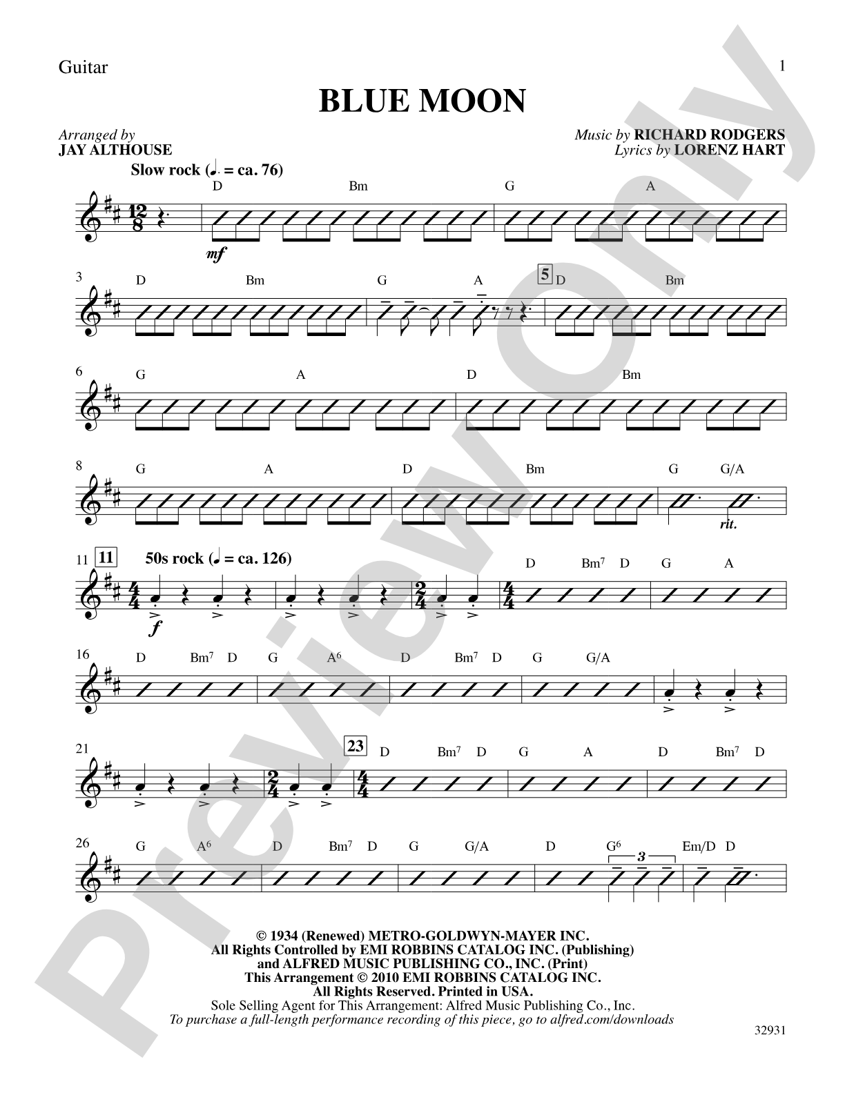Blue Moon: Guitar: Choral SoundPax