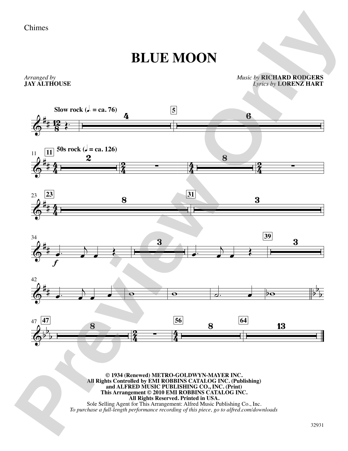 Blue Moon: 1st Percussion: Choral SoundPax