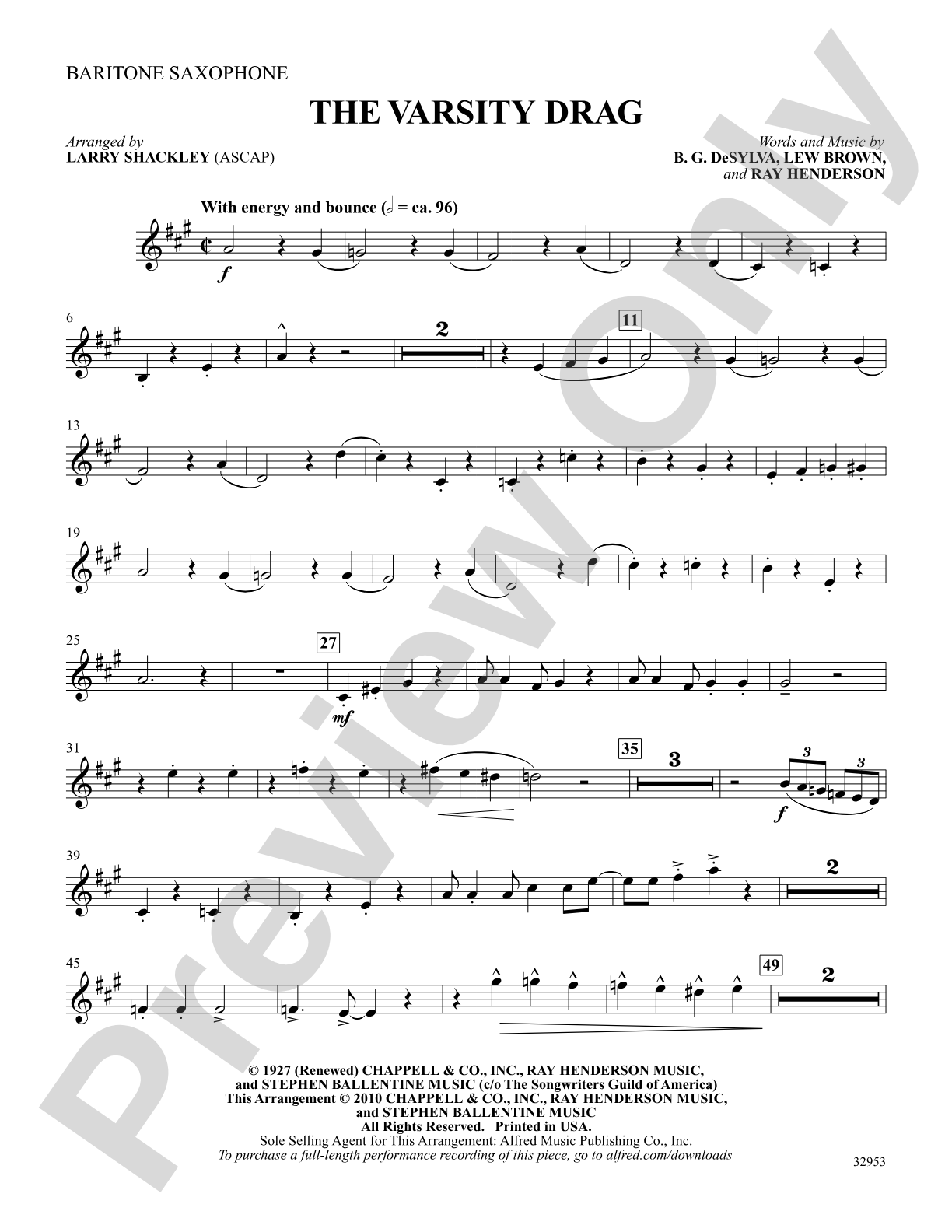 The Varsity Drag (from the musical Good News): E-flat Baritone Saxophone: Choral SoundPax