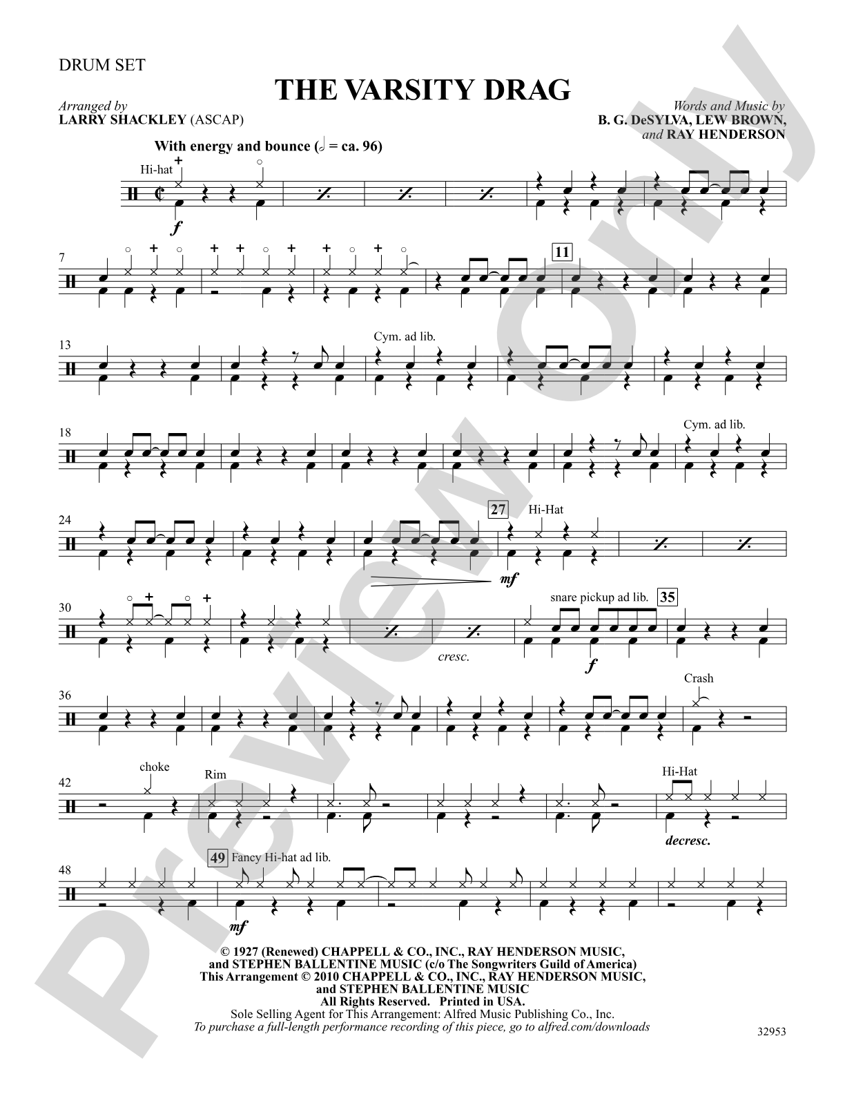 The Varsity Drag (from the musical Good News): Drums: Choral SoundPax