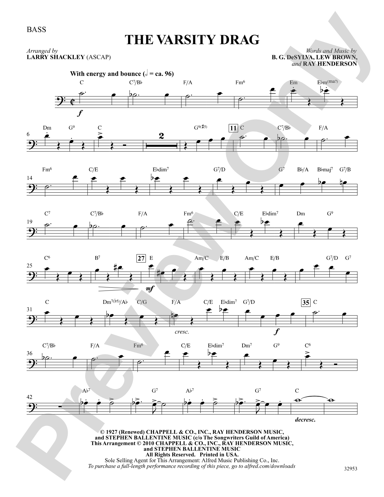 The Varsity Drag (from the musical Good News): String Bass: Choral SoundPax