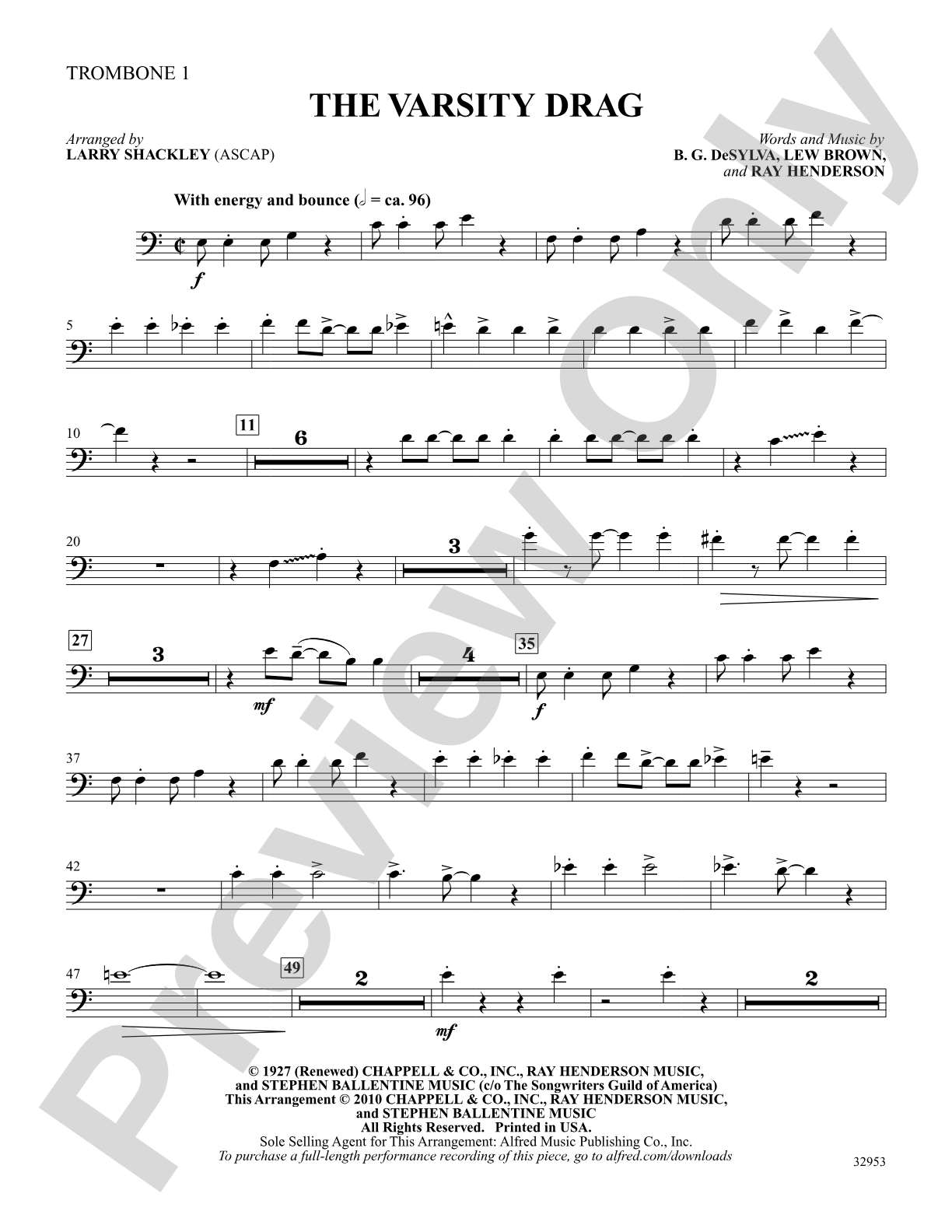 The Varsity Drag (from the musical Good News): 1st Trombone: Choral SoundPax