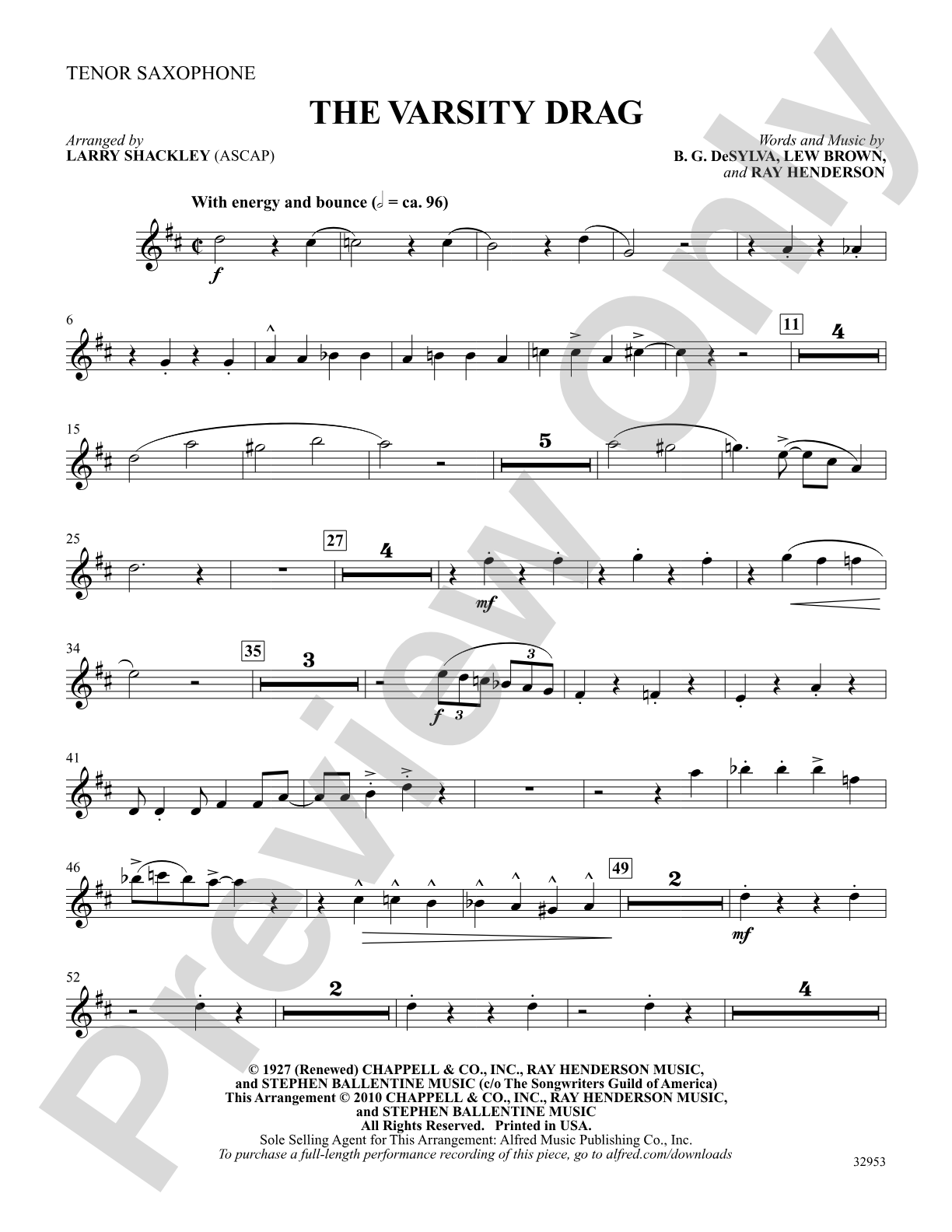 The Varsity Drag (from the musical Good News): B-flat Tenor Saxophone: Choral SoundPax