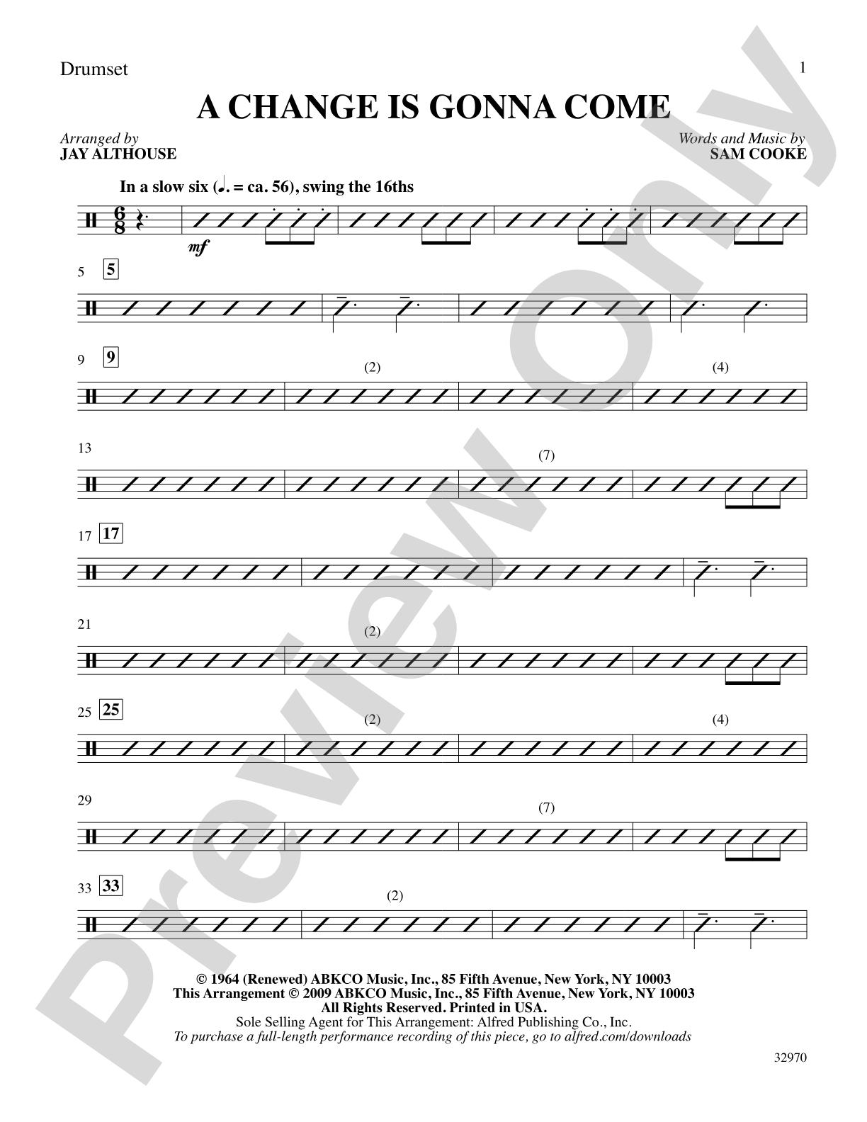 A Change Is Gonna Come: Drums: Choral SoundPax