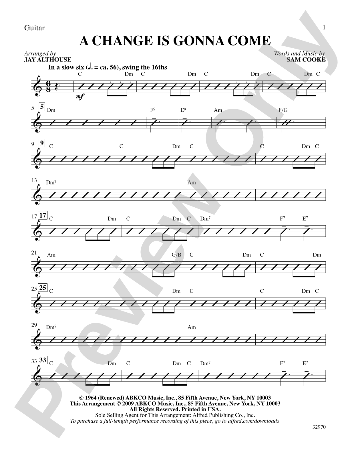 A Change Is Gonna Come: Guitar: Choral SoundPax