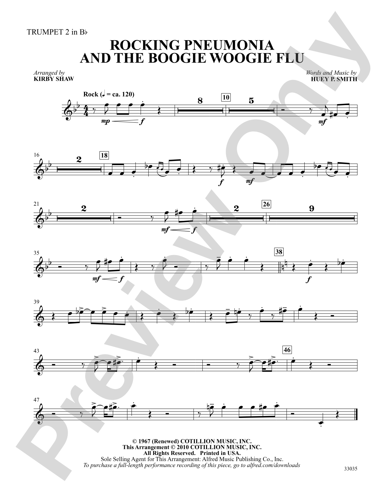 Rocking Pneumonia and the Boogie Woogie Flu: 2nd B-flat Trumpet: Choral SoundPax