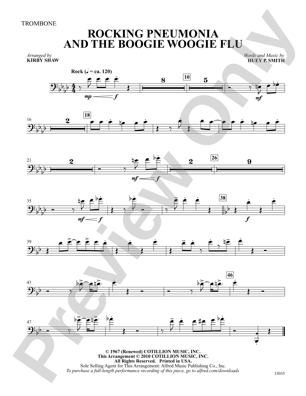 Rocking Pneumonia and the Boogie Woogie Flu: 1st Trombone: Choral SoundPax