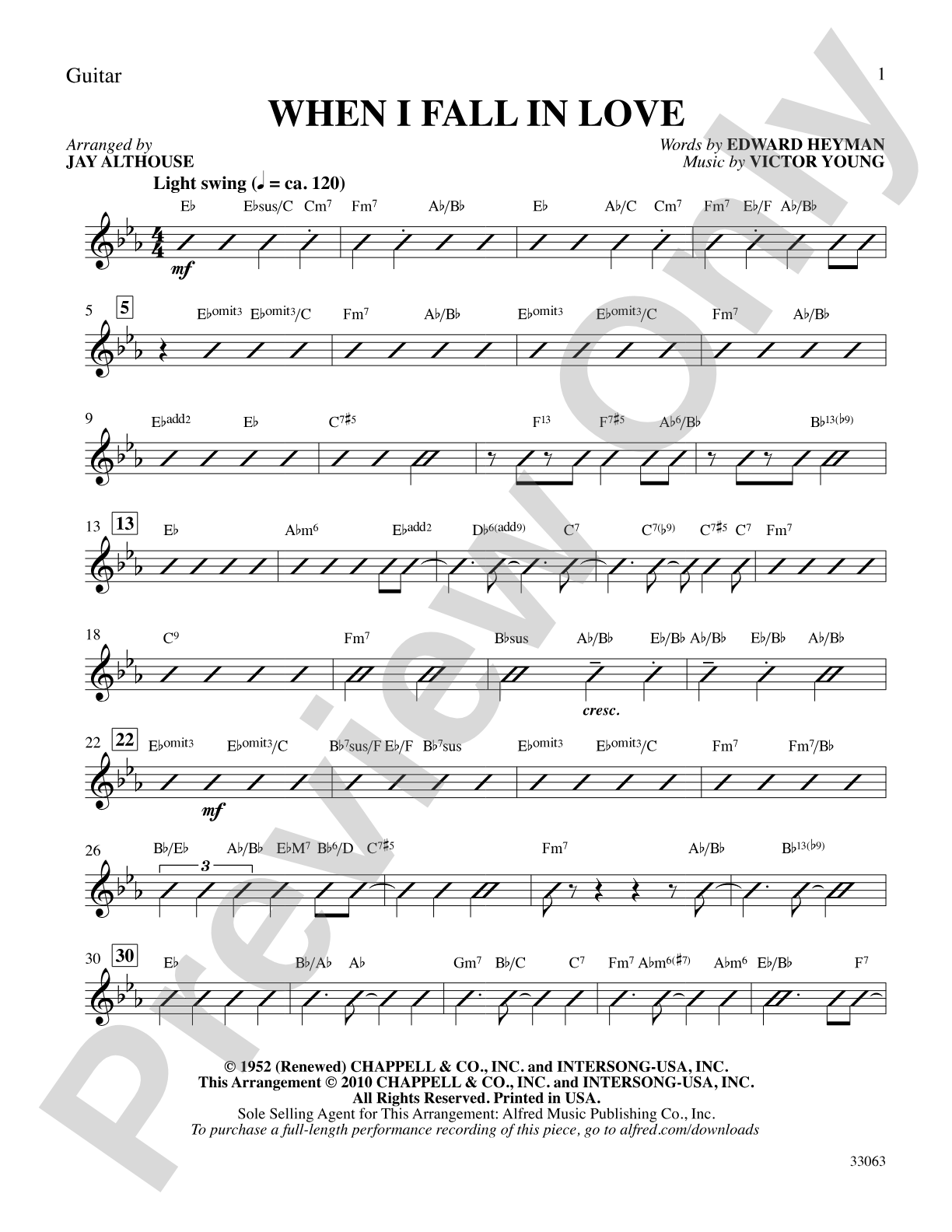 When I Fall in Love: Guitar: Choral SoundPax