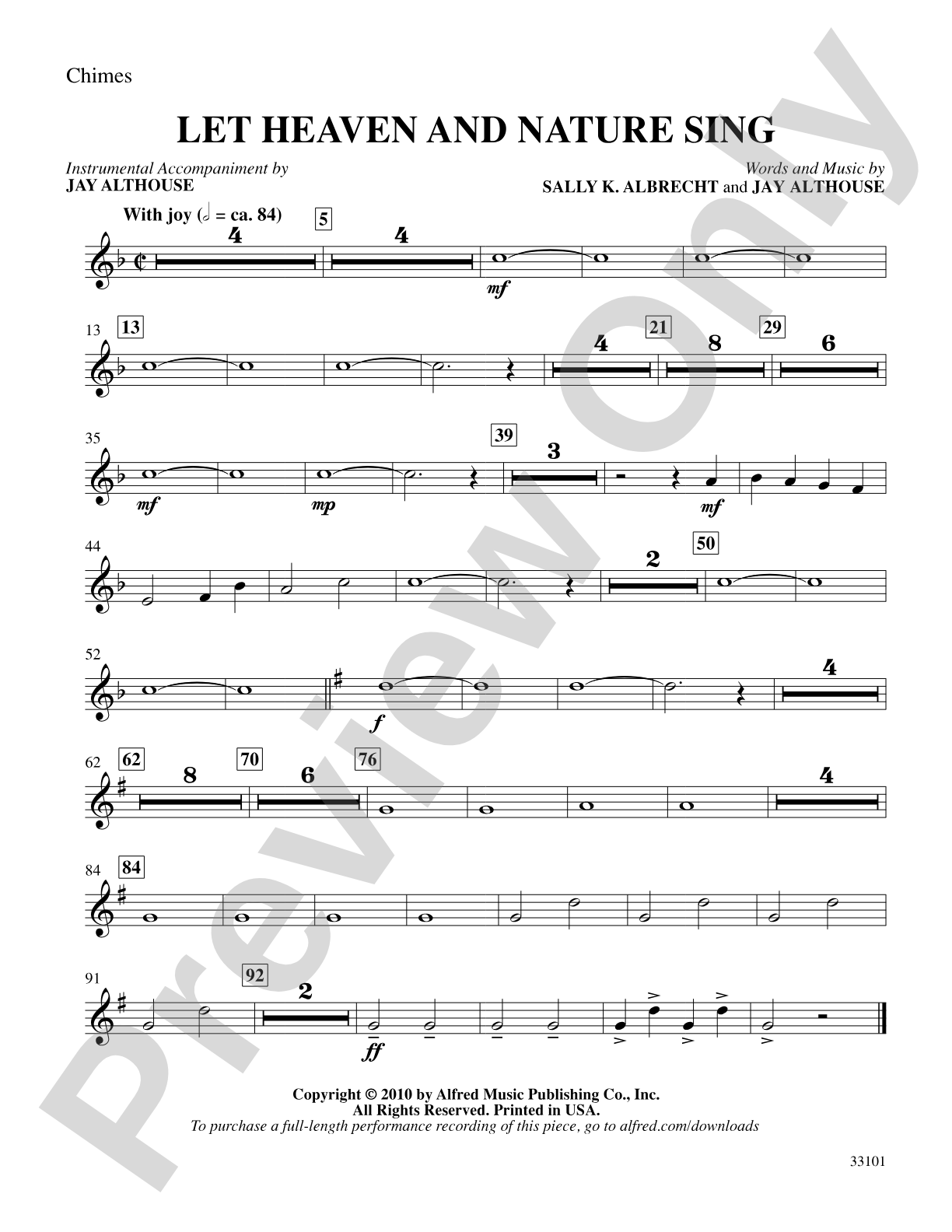 Let Heaven and Nature Sing: Chimes: Choral SoundPax