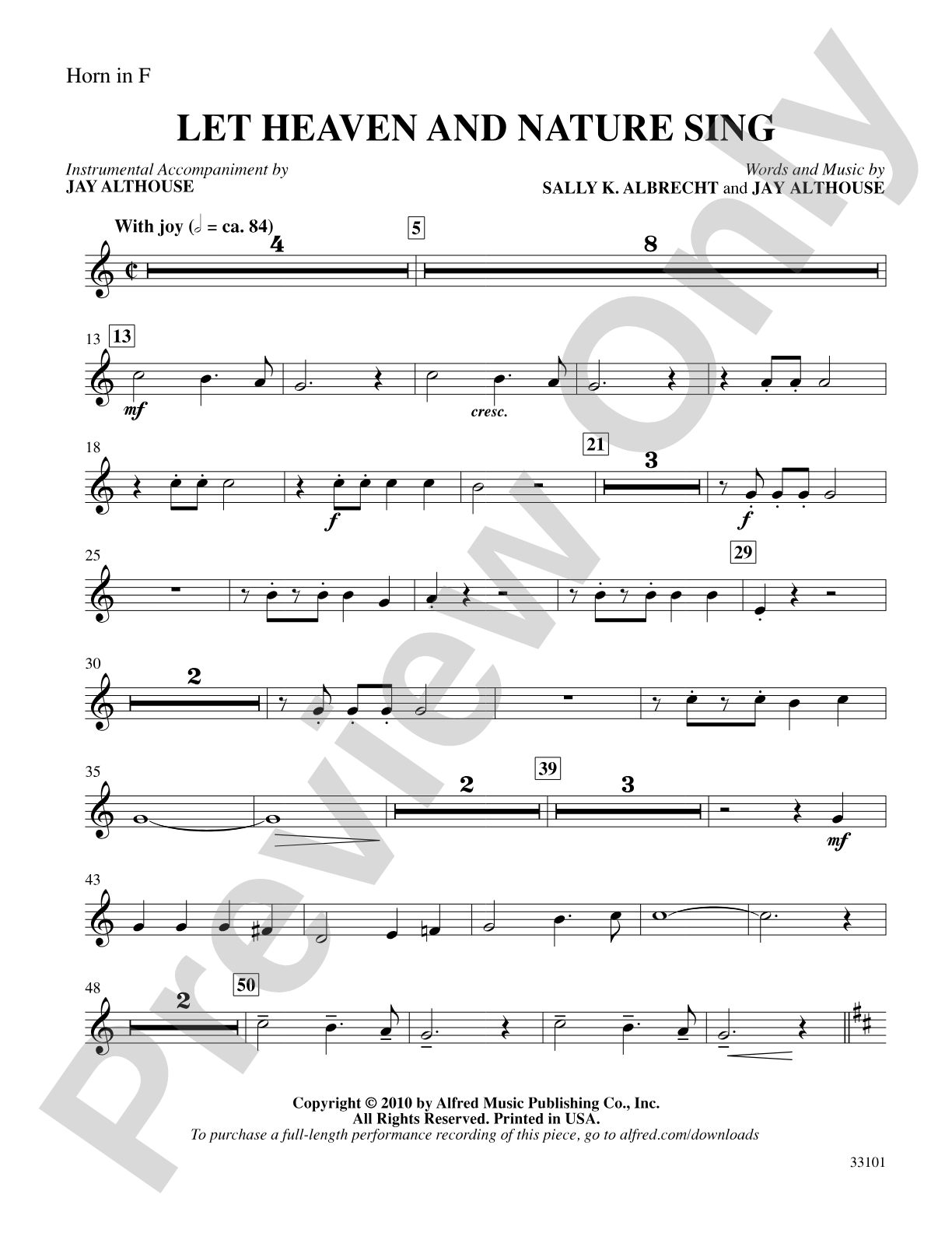 Let Heaven and Nature Sing: 1st F Horn: Choral SoundPax