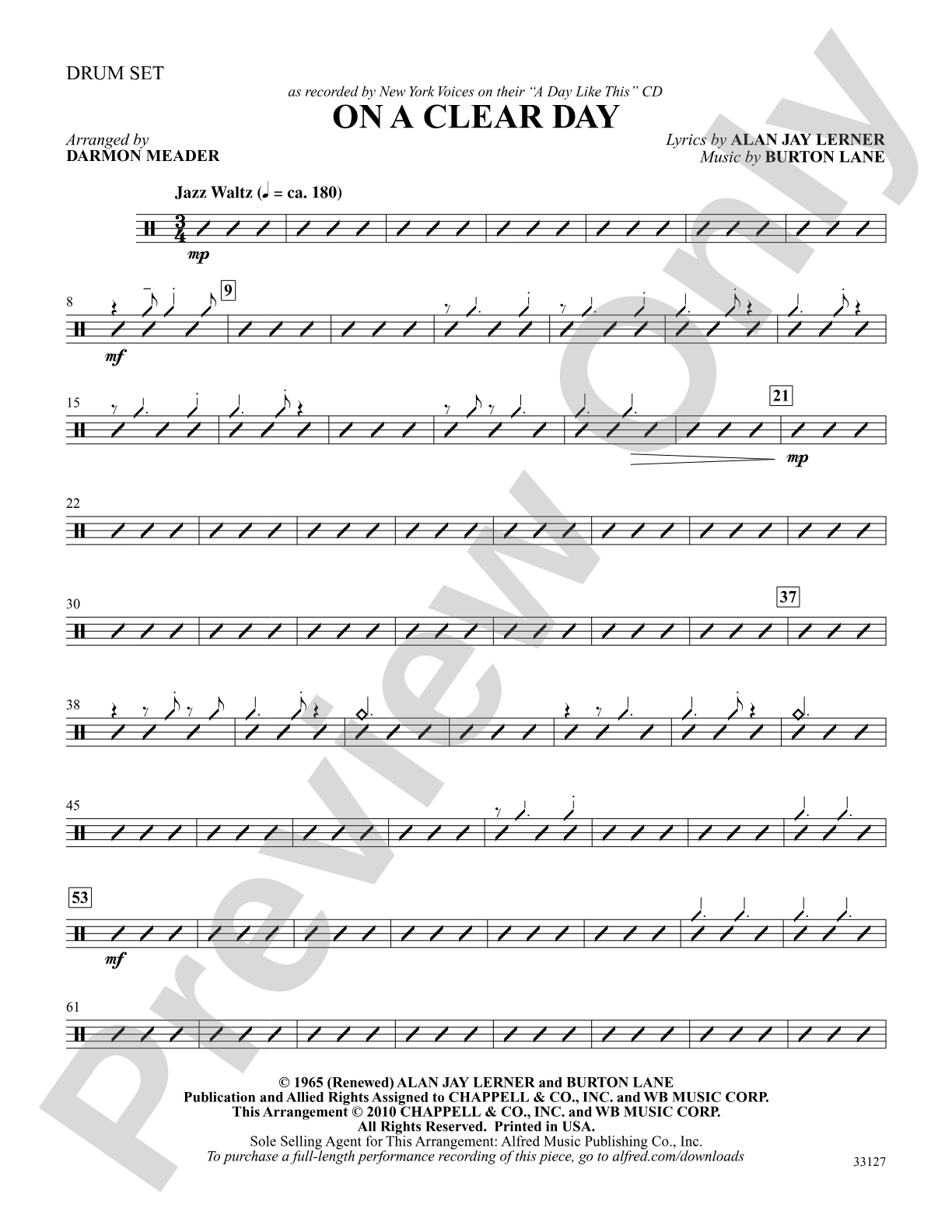 On a Clear Day: Drums: Choral SoundPax