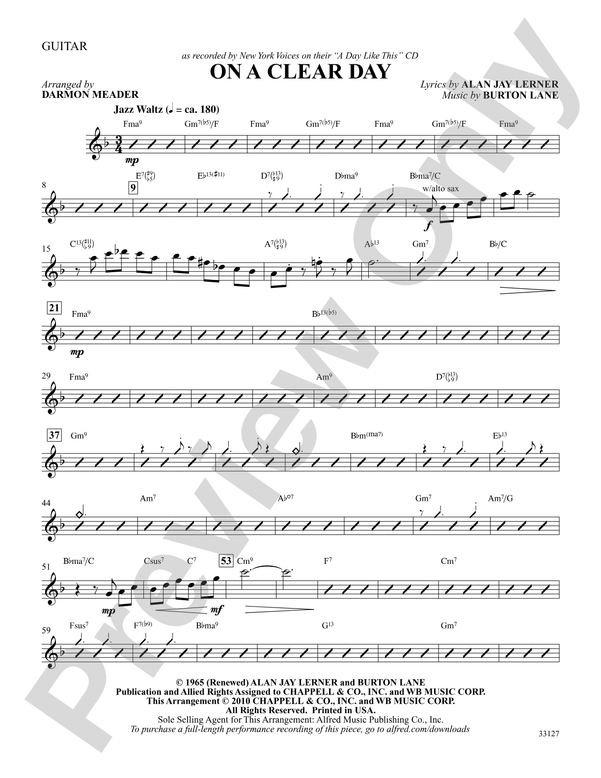 On a Clear Day: Guitar: Choral SoundPax