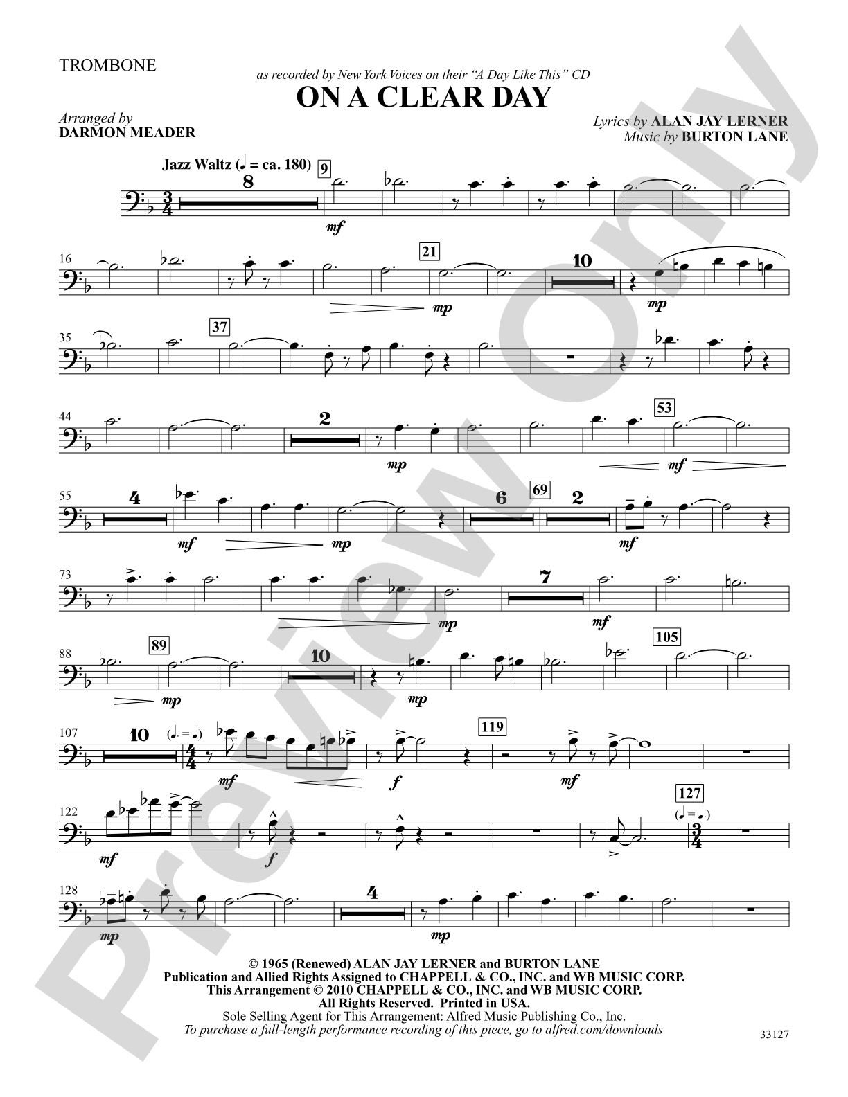 On a Clear Day: 1st Trombone: Choral SoundPax