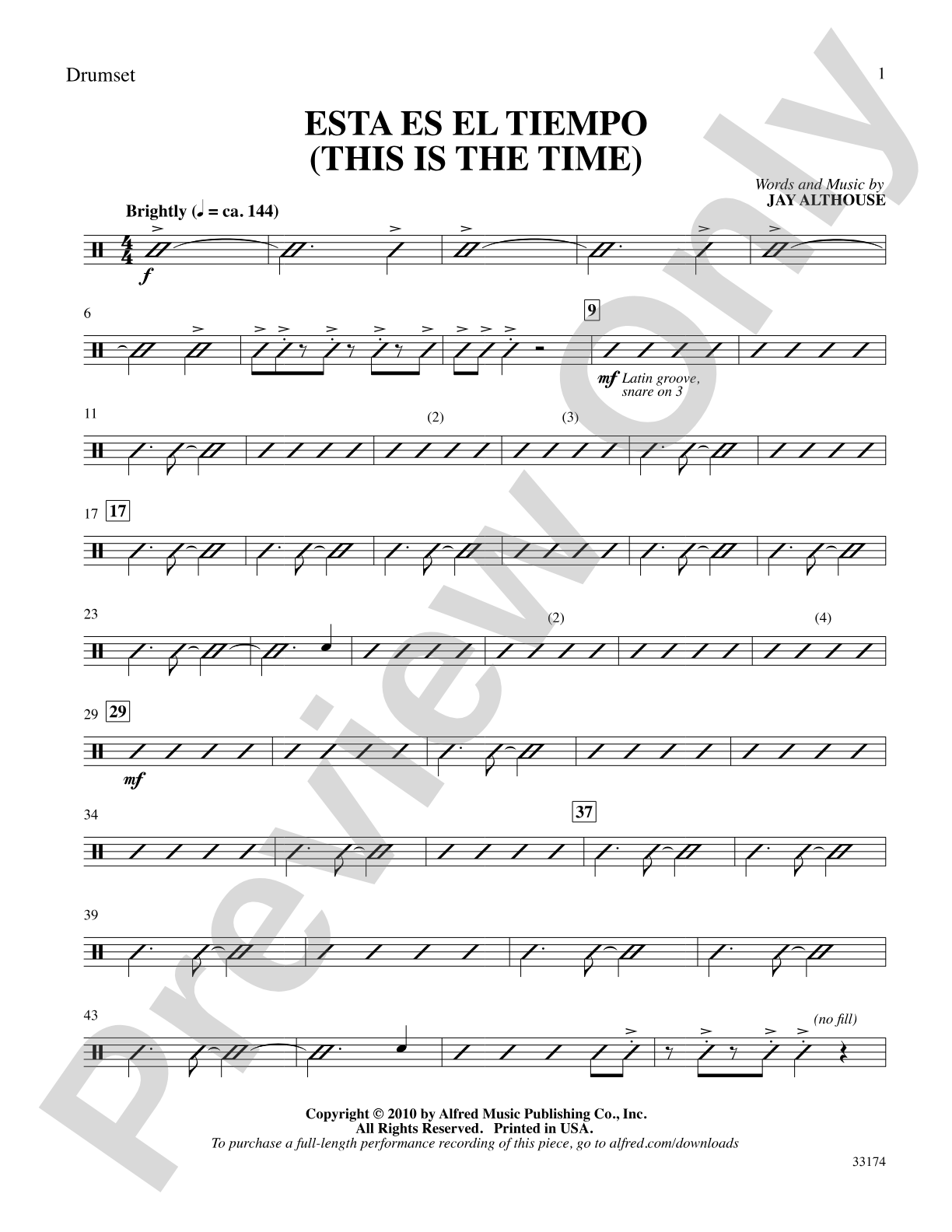 Esta Es el Tiempo (This Is the Time): Drums: Choral SoundPax