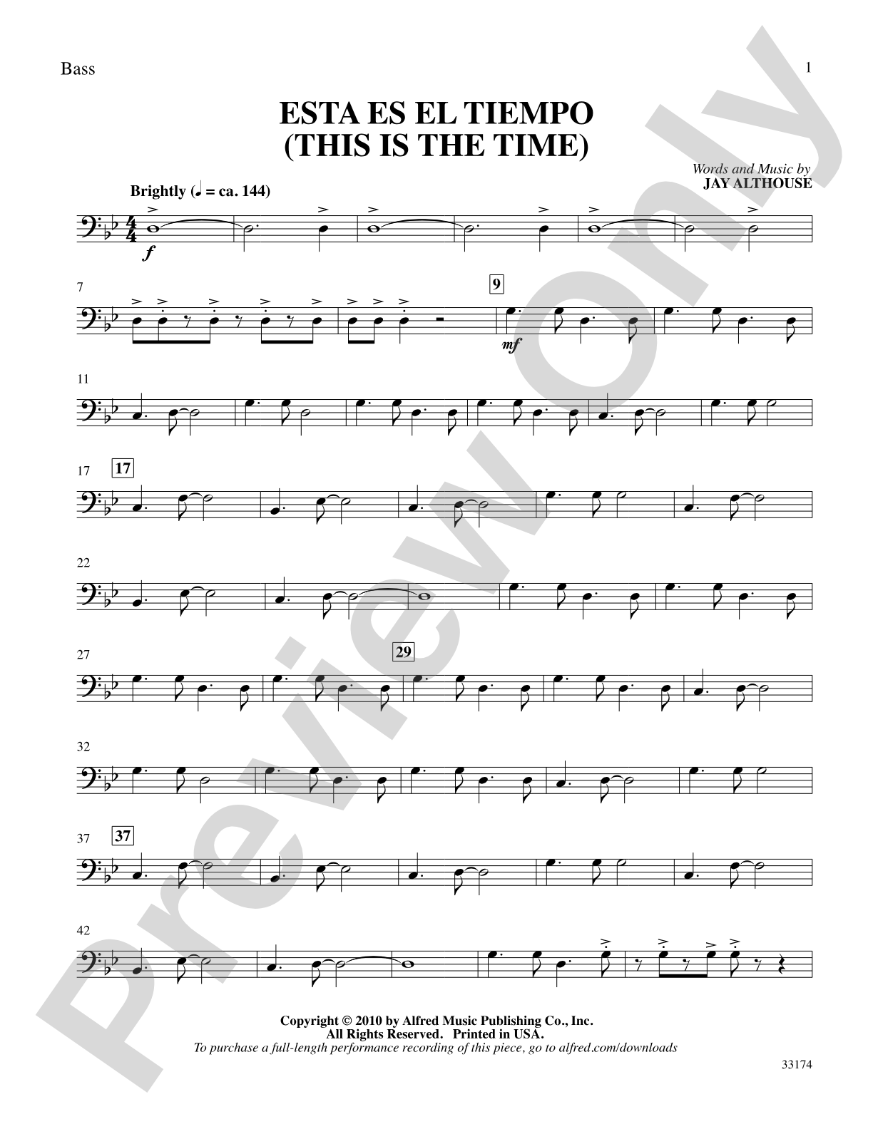 Esta Es el Tiempo (This Is the Time): String Bass: Choral SoundPax