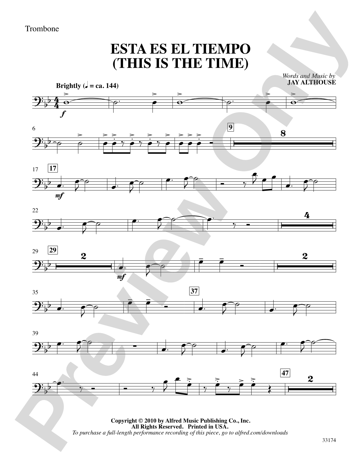 Esta Es el Tiempo (This Is the Time): 1st Trombone: Choral SoundPax