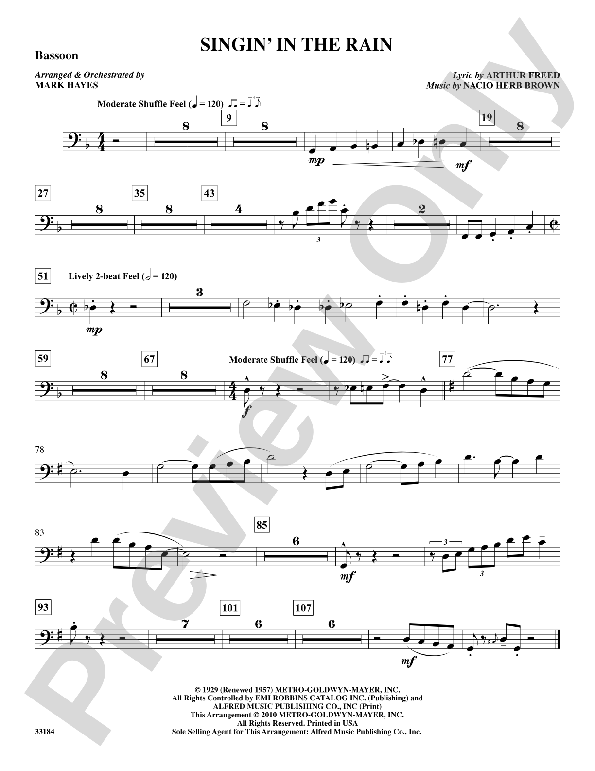 Singin' in the Rain: Bassoon: Choral SoundPax