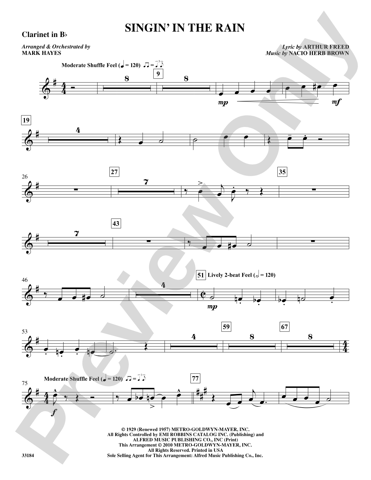 Singin' in the Rain: 1st B-flat Clarinet: Choral SoundPax