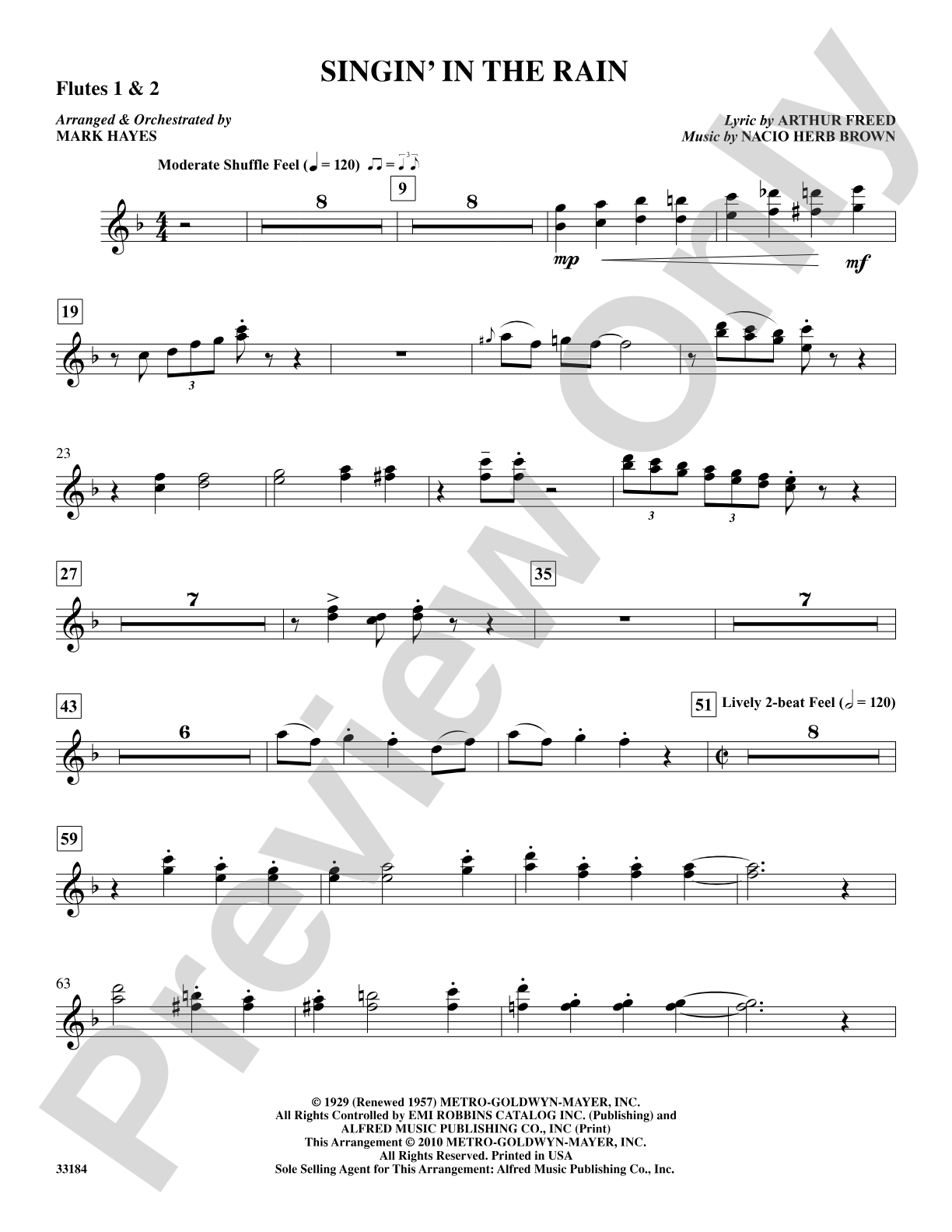 Singin' in the Rain: 1st & 2nd Flute: Choral SoundPax