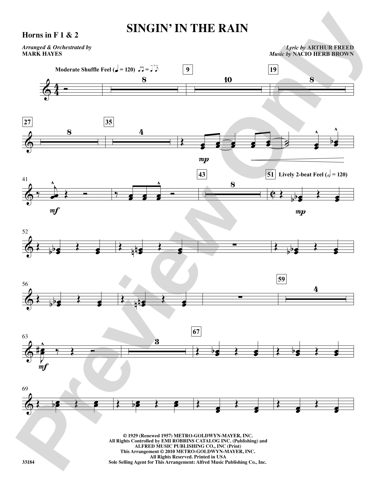 Singin' in the Rain: 1st & 2nd F Horns: Choral SoundPax