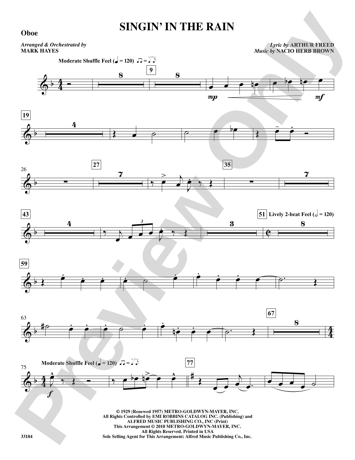 Singin' in the Rain: Oboe: Choral SoundPax
