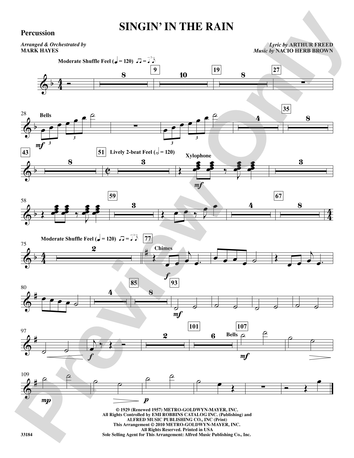 Singin' in the Rain: 1st Percussion: Choral SoundPax