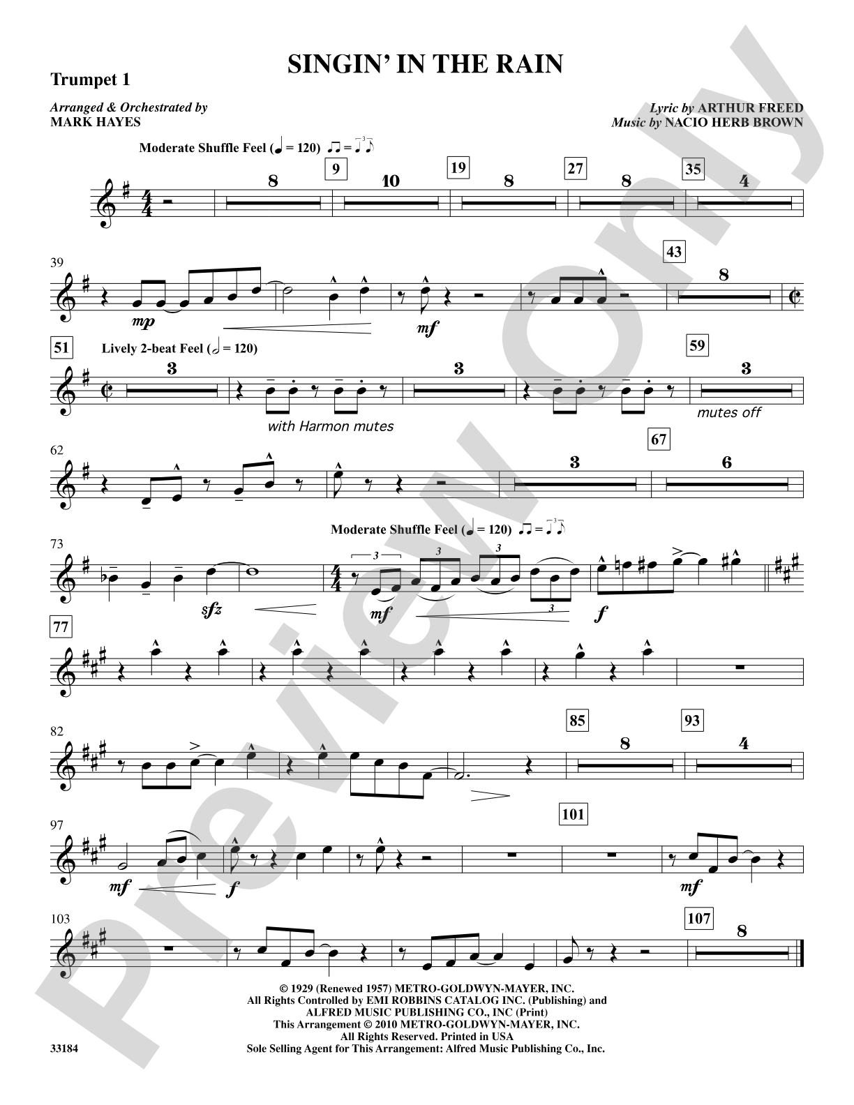 Singin' in the Rain: 1st B-flat Trumpet: Choral SoundPax