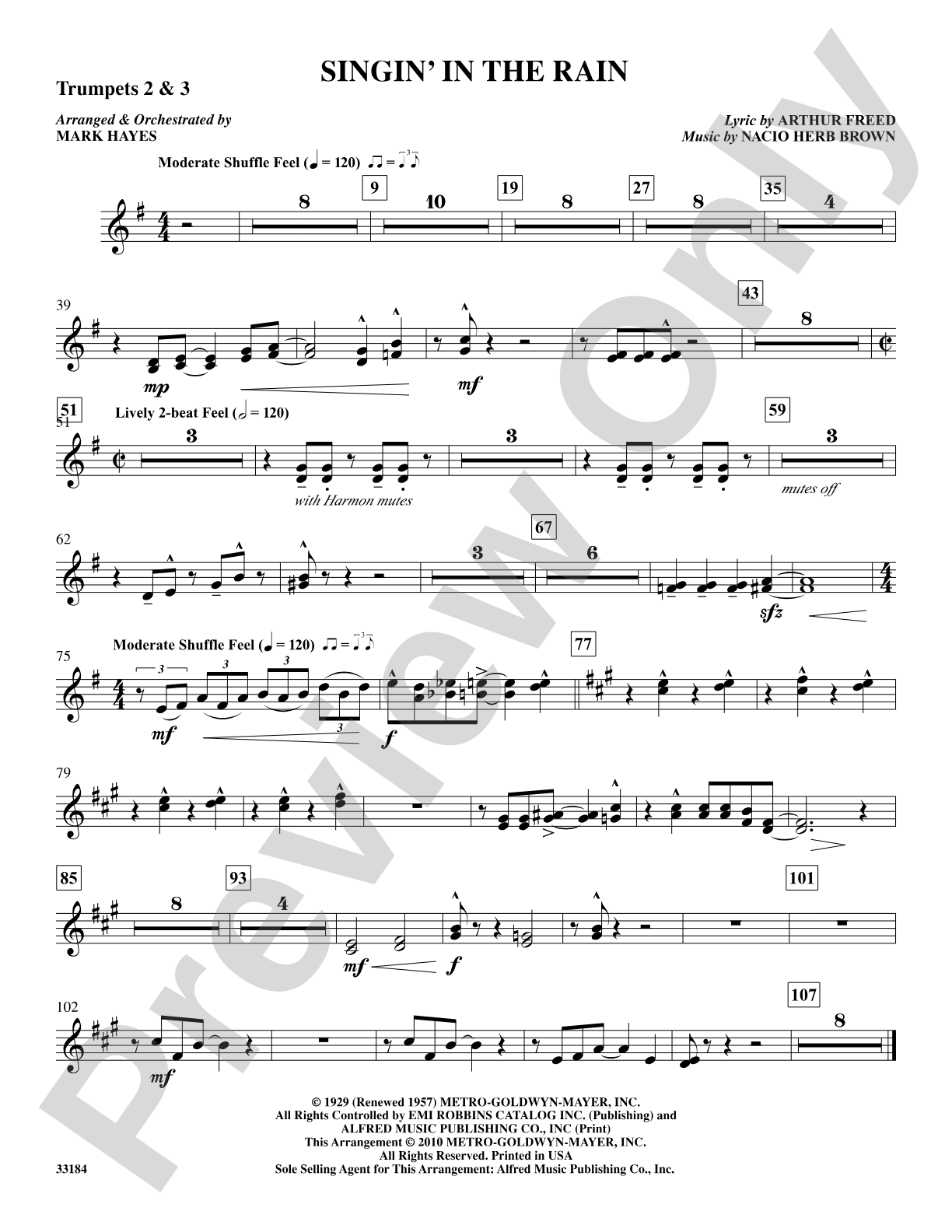 Singin' in the Rain: 2nd & 3rd Trumpet: Choral SoundPax