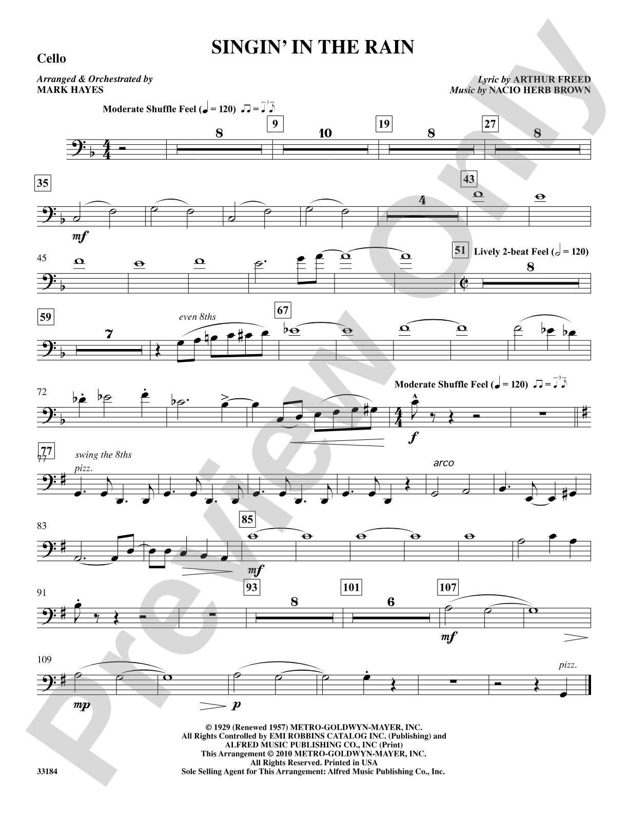 Singin' in the Rain: Cello: Choral SoundPax