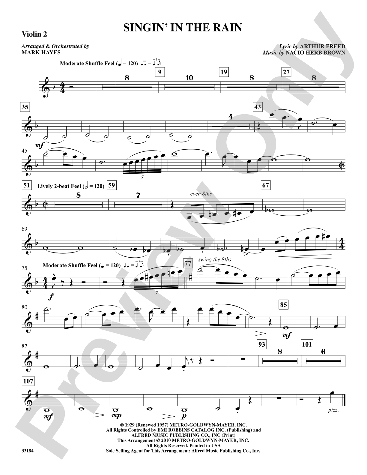 Singin' in the Rain: 2nd Violin: Choral SoundPax