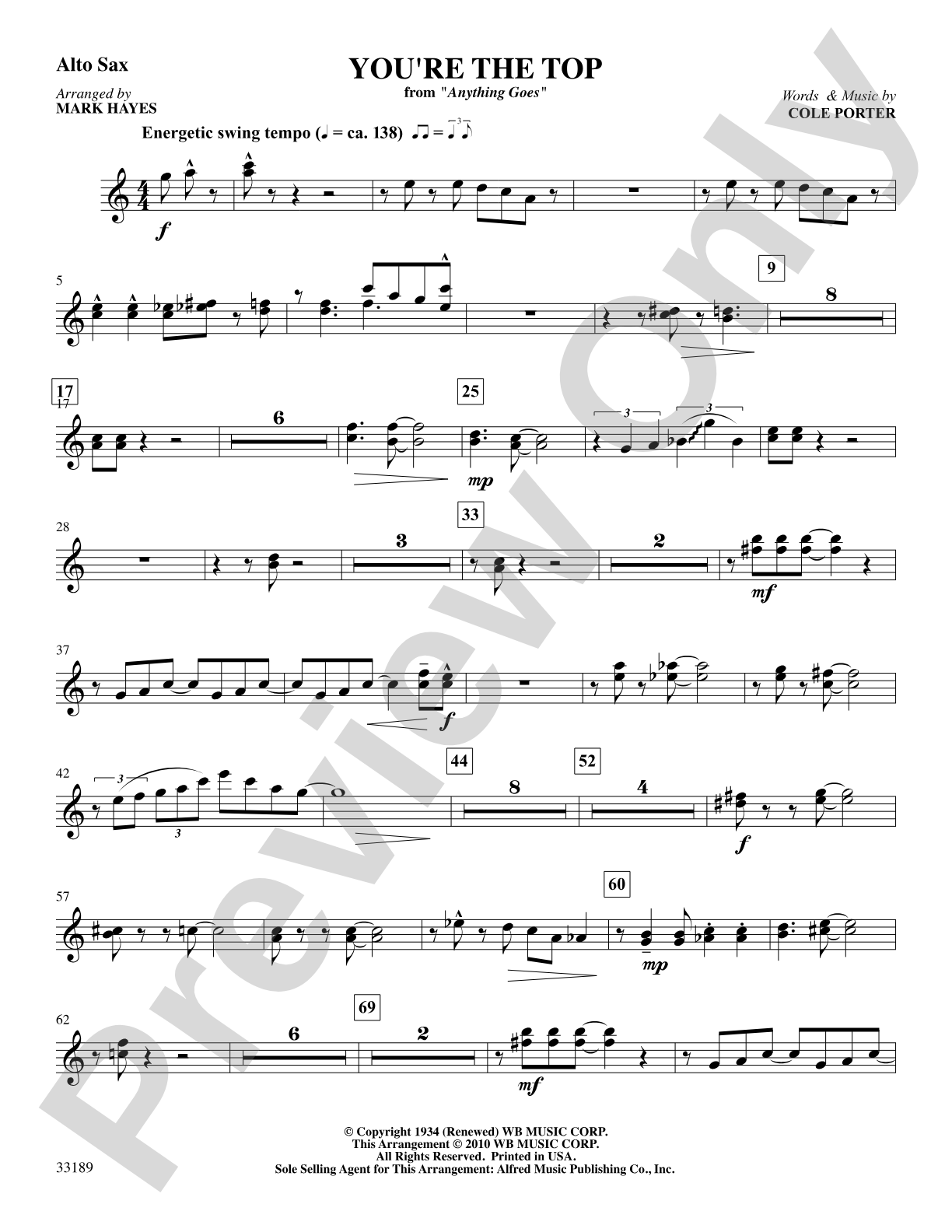 You're the Top (from the musical Anything Goes): E-flat Alto Saxophone: Choral SoundPax