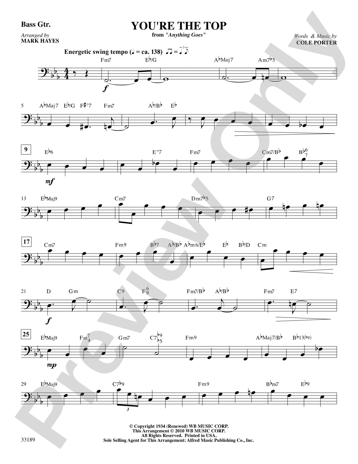 You're the Top (from the musical Anything Goes): Electric Bass: Choral SoundPax