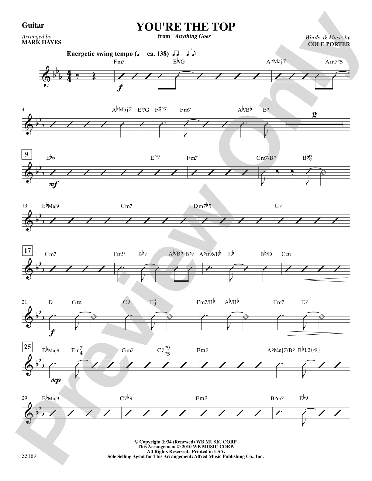 You're the Top (from the musical Anything Goes): Guitar: Choral SoundPax