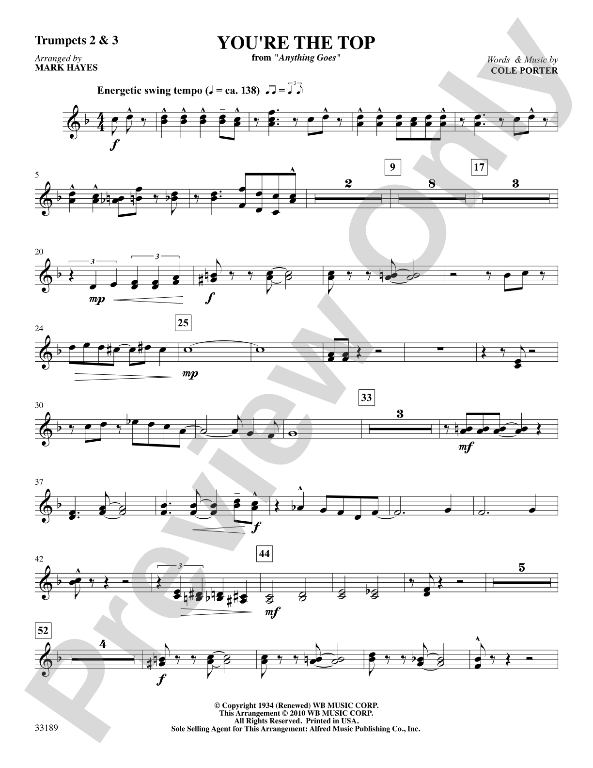 You're the Top (from the musical Anything Goes): 2nd & 3rd Trumpet: Choral SoundPax