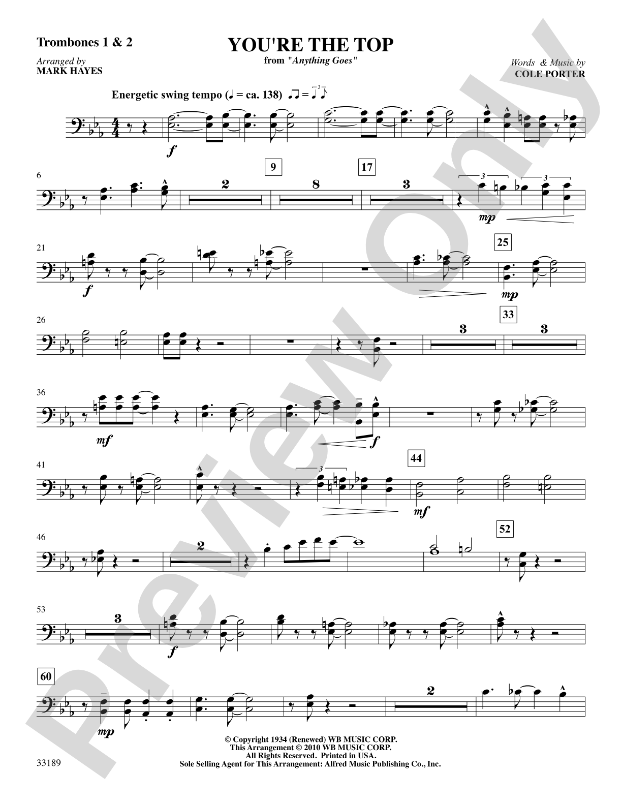 You're the Top (from the musical Anything Goes): 1st & 2nd Trombones: Choral SoundPax