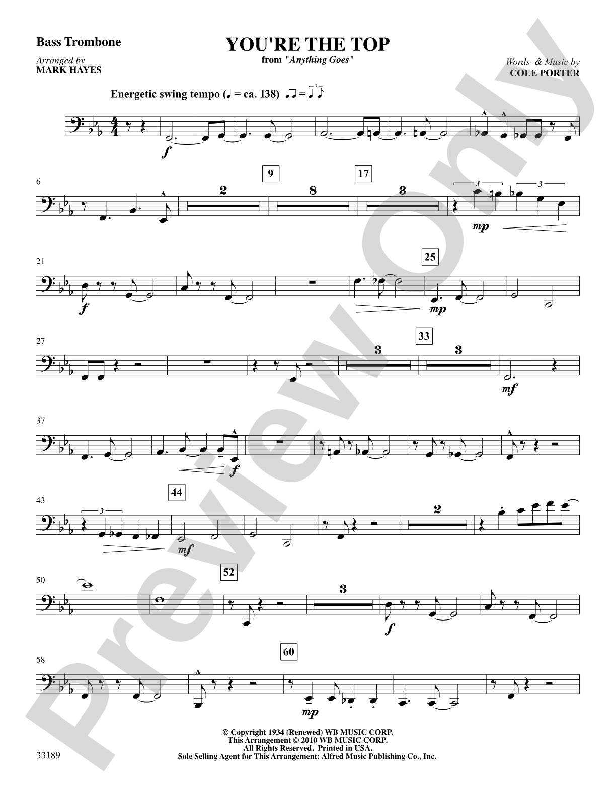 You're the Top (from the musical Anything Goes): 3rd Trombone: Choral SoundPax