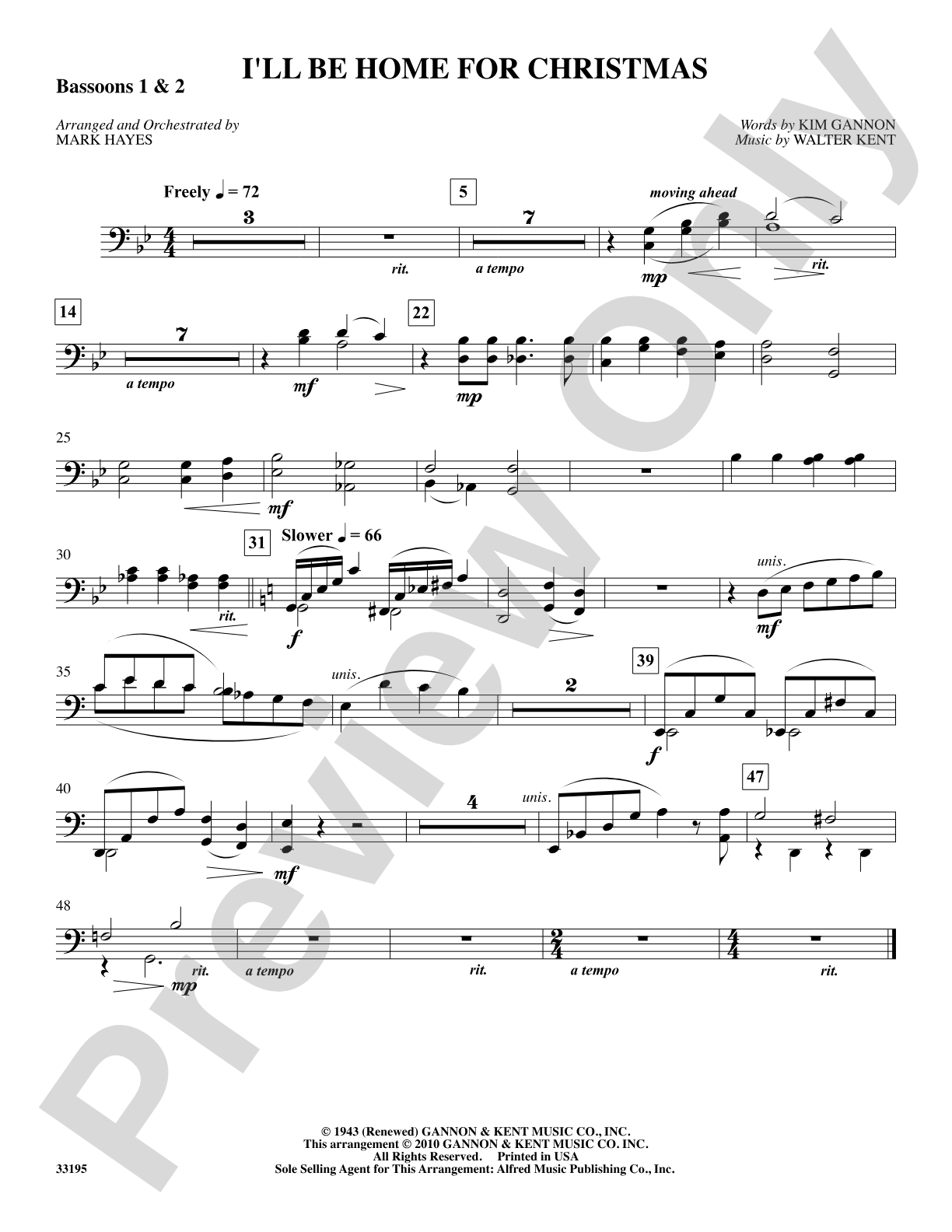I'll Be Home for Christmas: 1st & 2nd Bassoon: Choral SoundPax