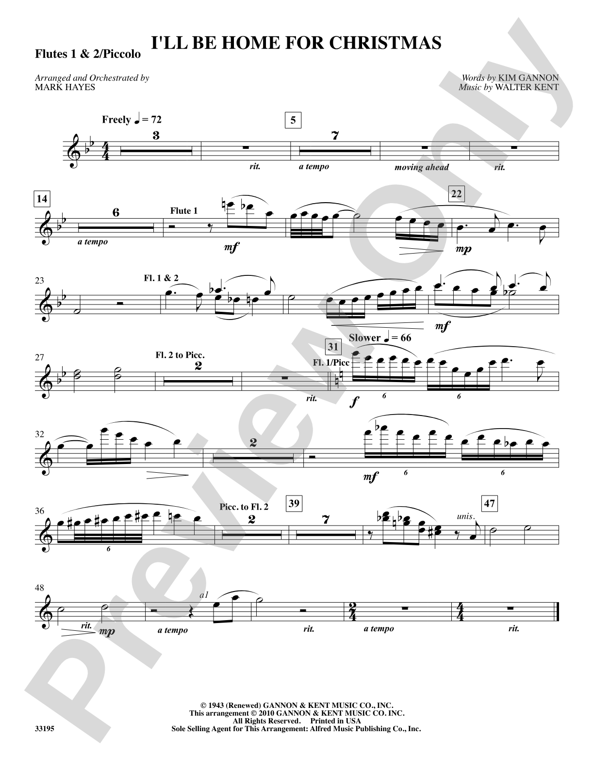 I'll Be Home for Christmas: 1st & 2nd Flute: Choral SoundPax