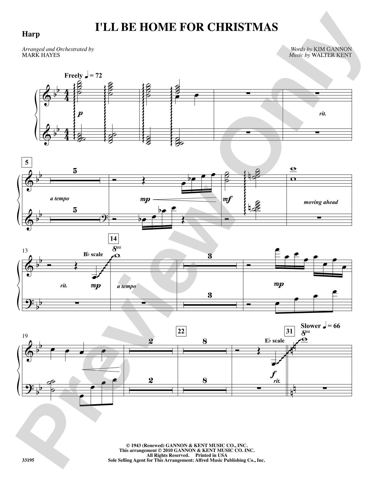I'll Be Home for Christmas: Harp: Choral SoundPax