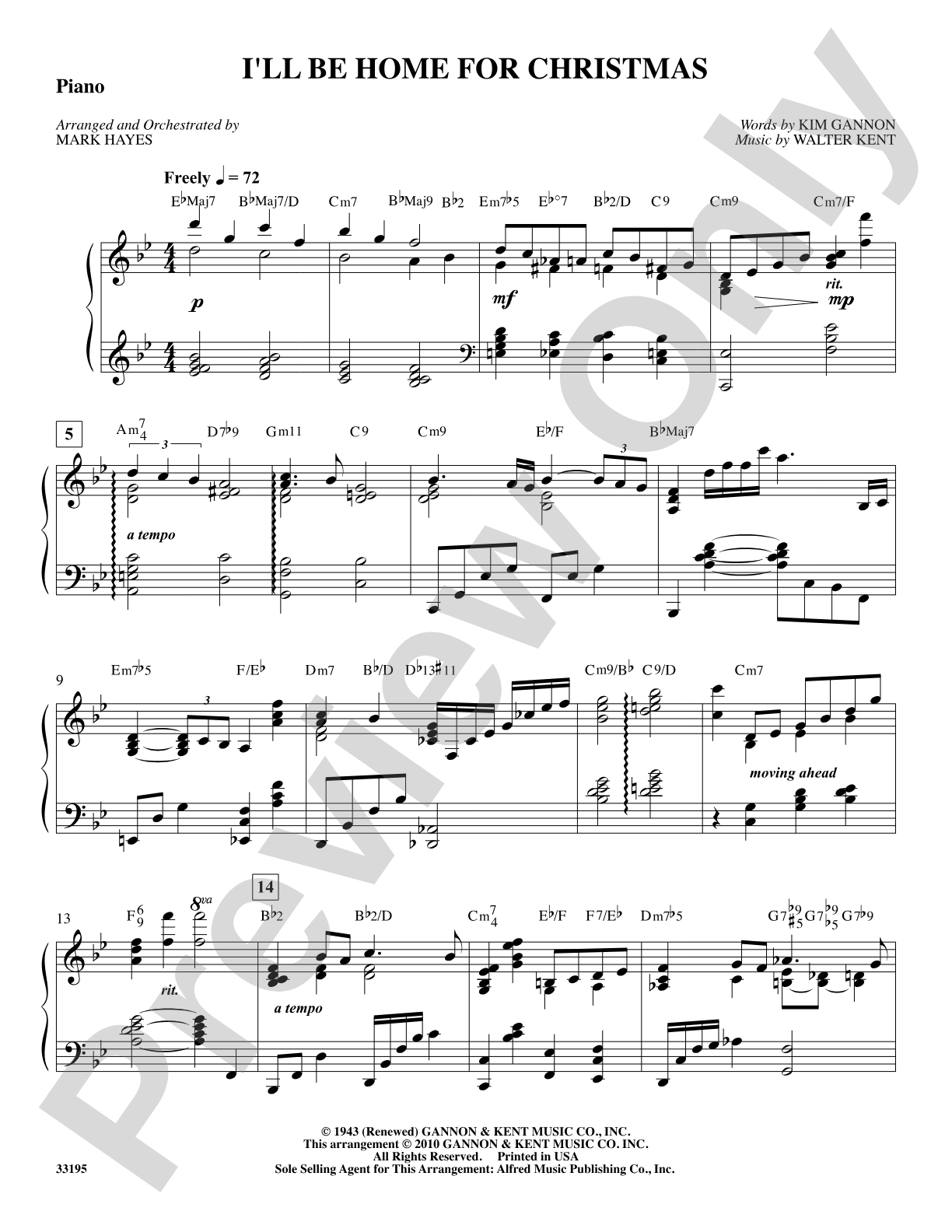 I'll Be Home for Christmas: Piano Accompaniment: Choral SoundPax