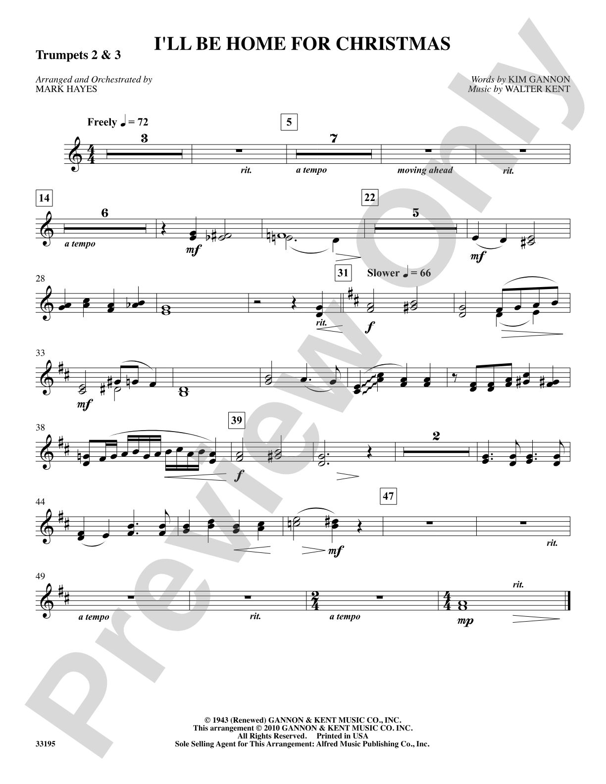 I'll Be Home for Christmas: 2nd & 3rd Trumpet: Choral SoundPax