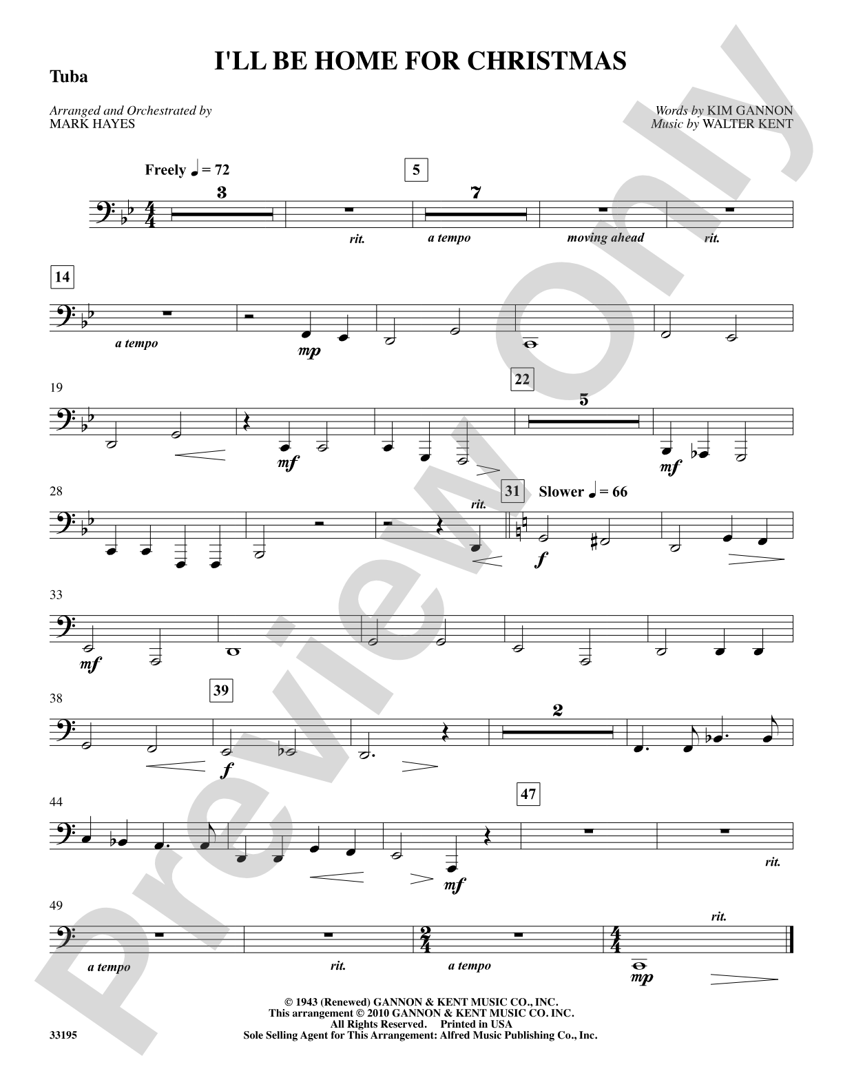 I'll Be Home for Christmas: Tuba: Choral SoundPax