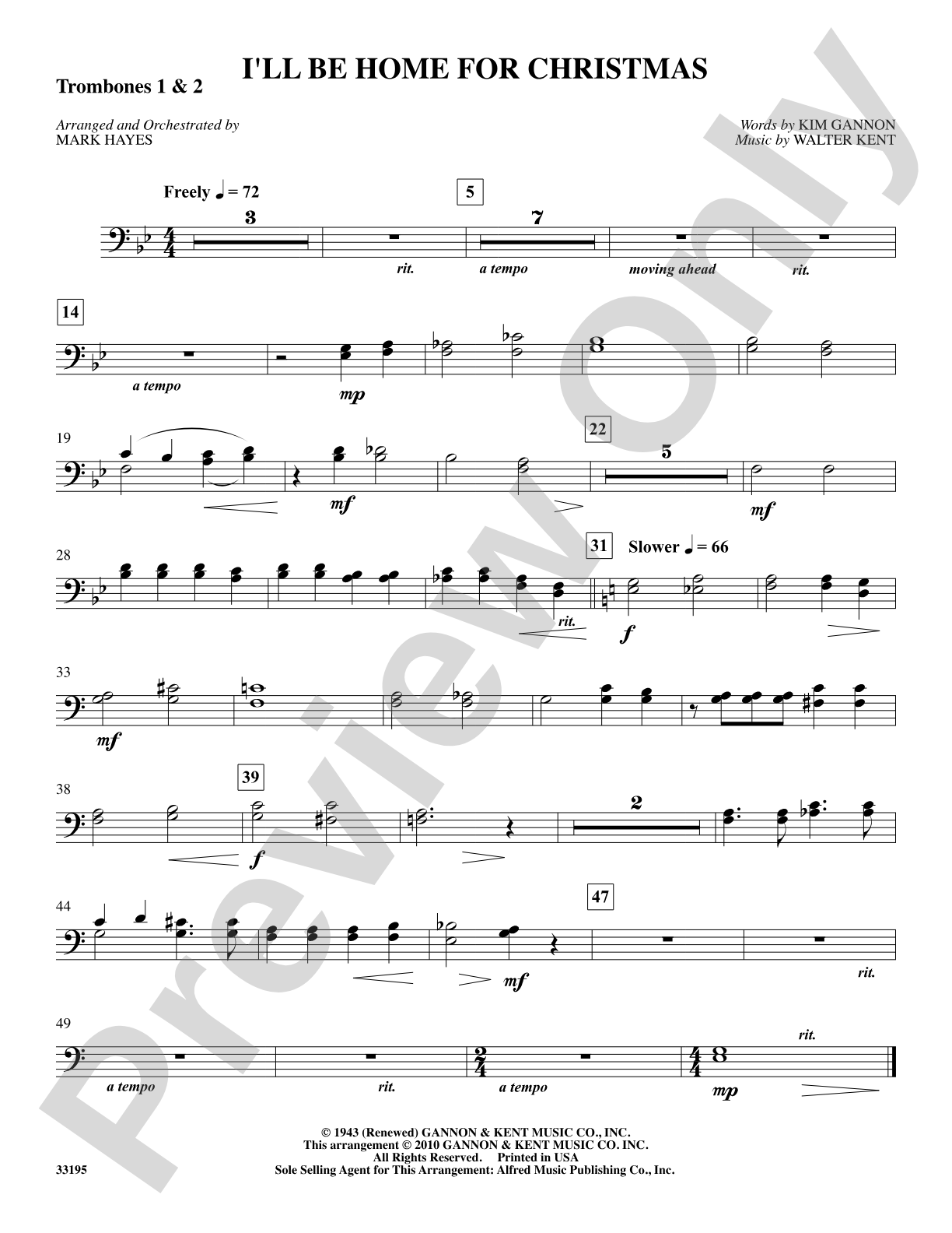I'll Be Home for Christmas: 1st & 2nd Trombones: Choral SoundPax