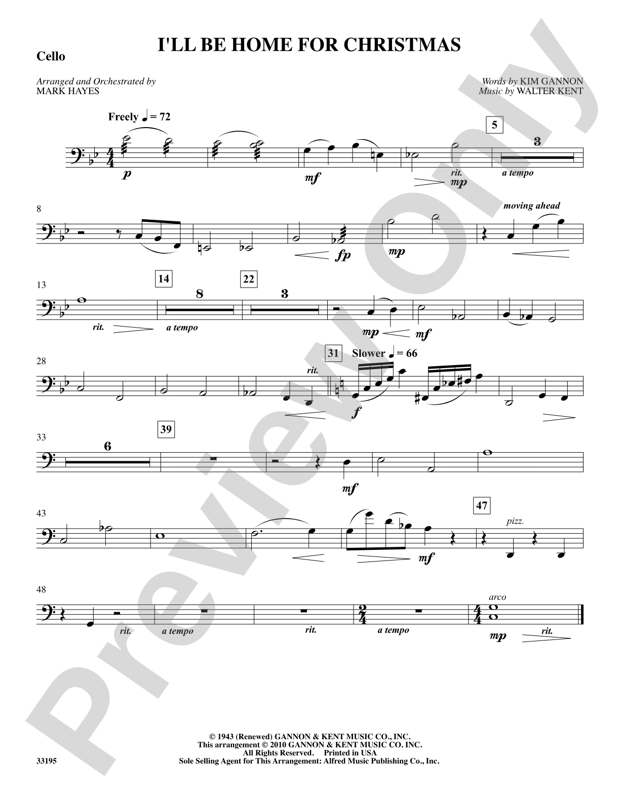I'll Be Home for Christmas: Cello: Choral SoundPax