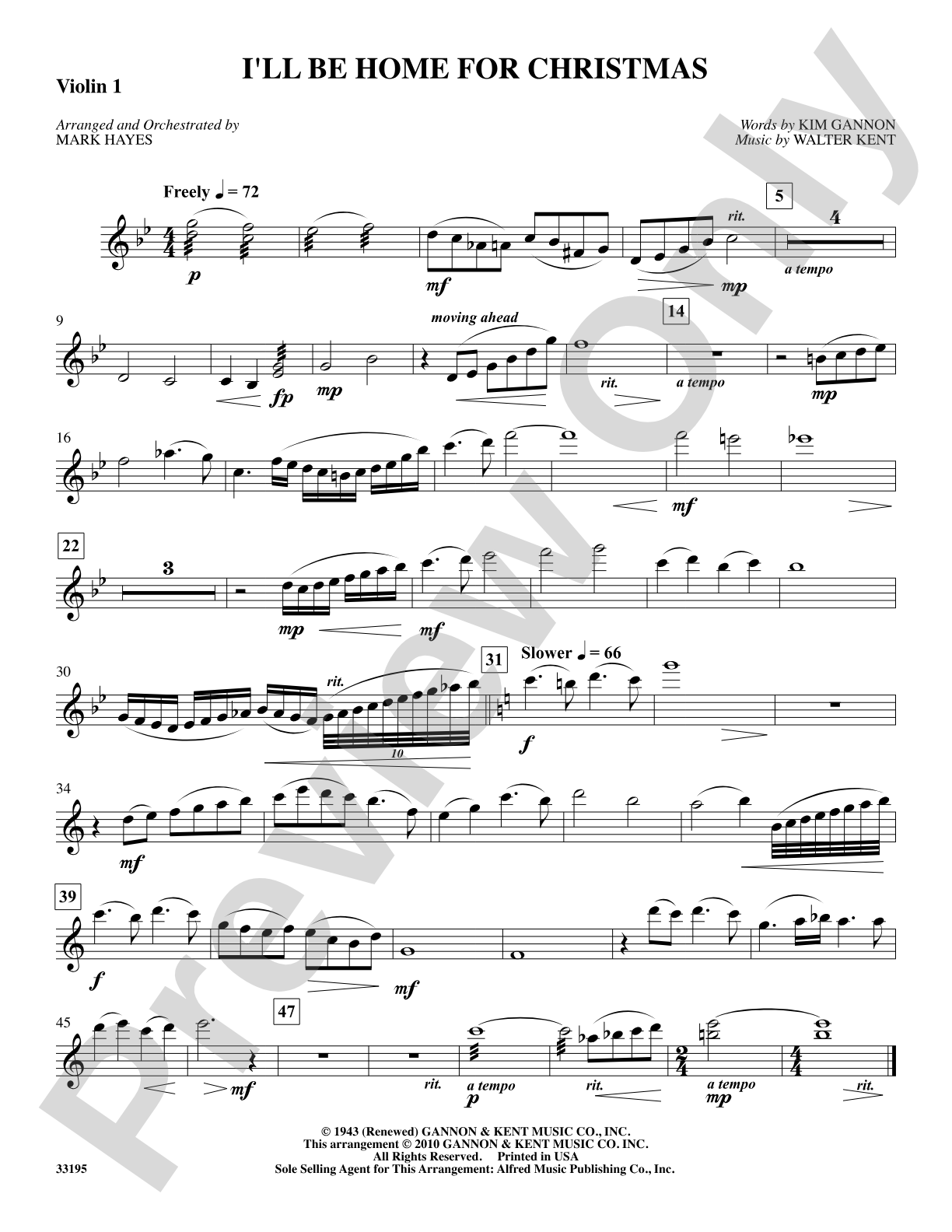 I'll Be Home for Christmas: 1st Violin: Choral SoundPax