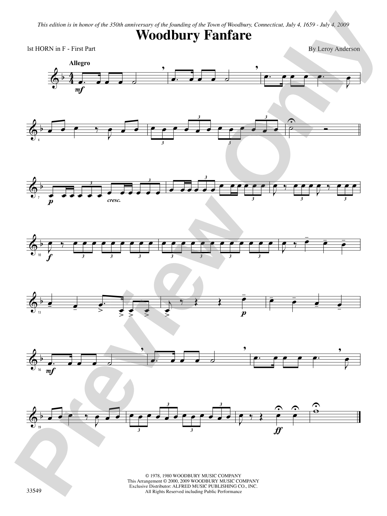 Woodbury Fanfare: 1st F Horn