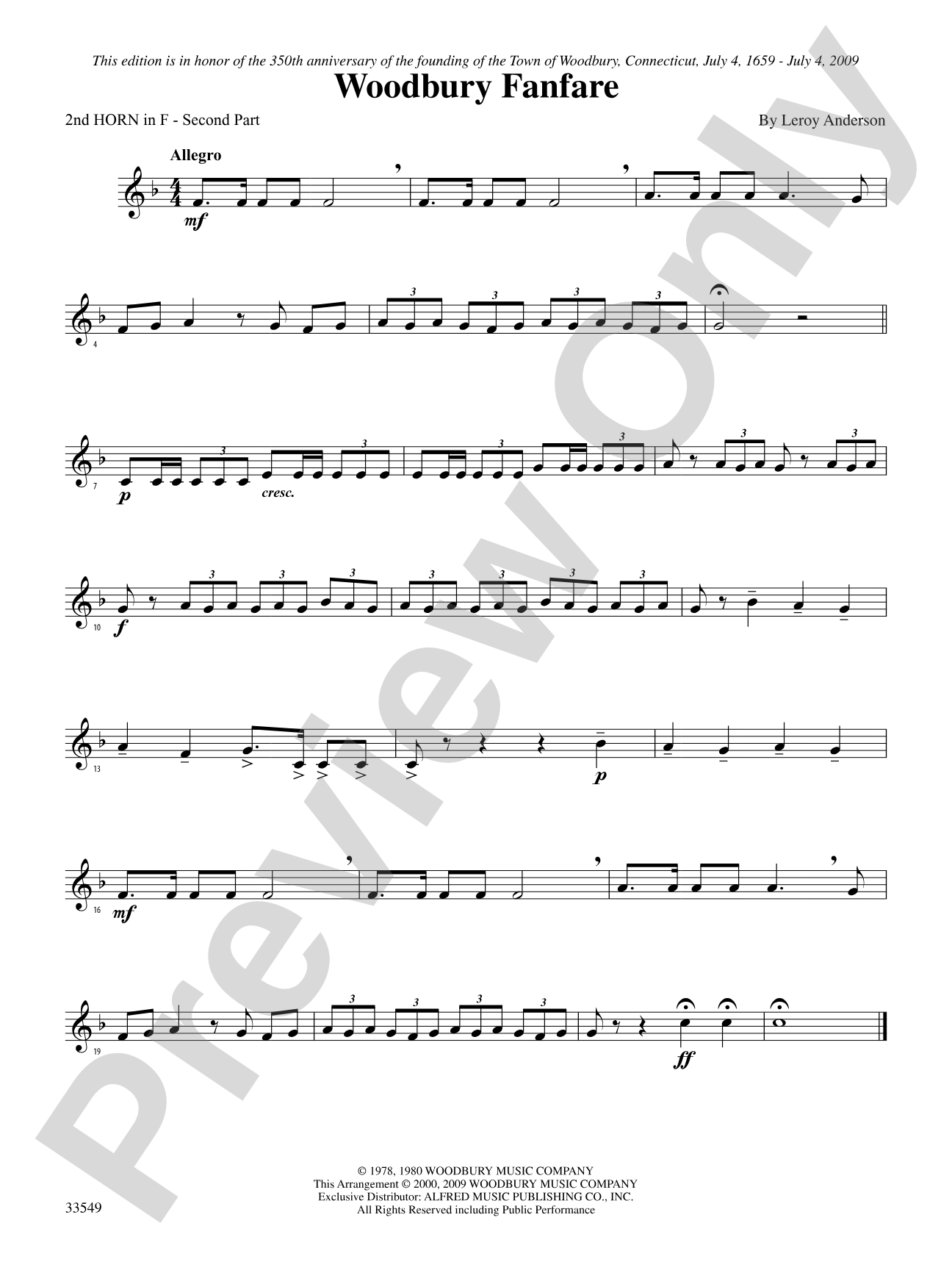 Woodbury Fanfare: 2nd F Horn