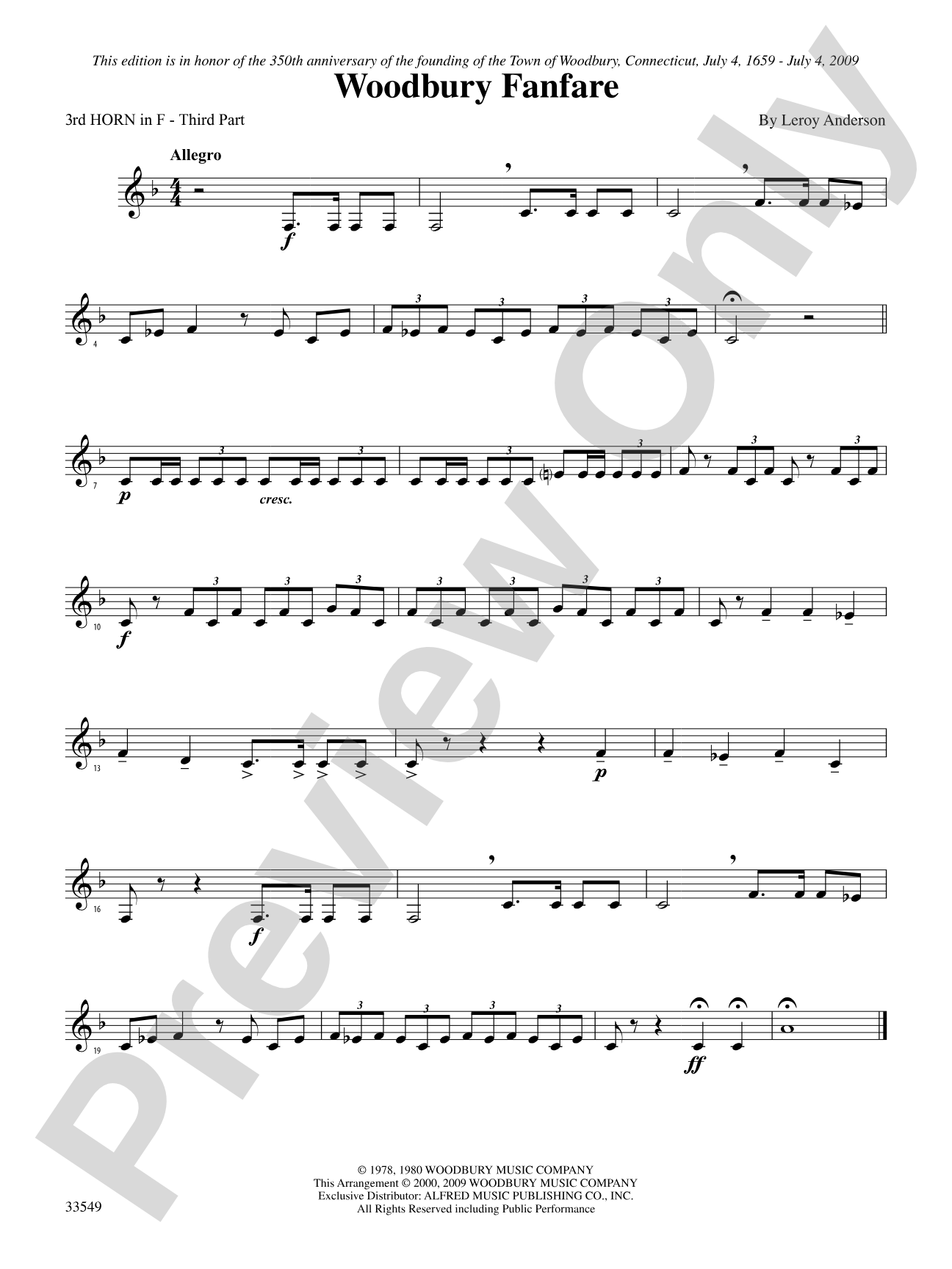 Woodbury Fanfare: 3rd F Horn