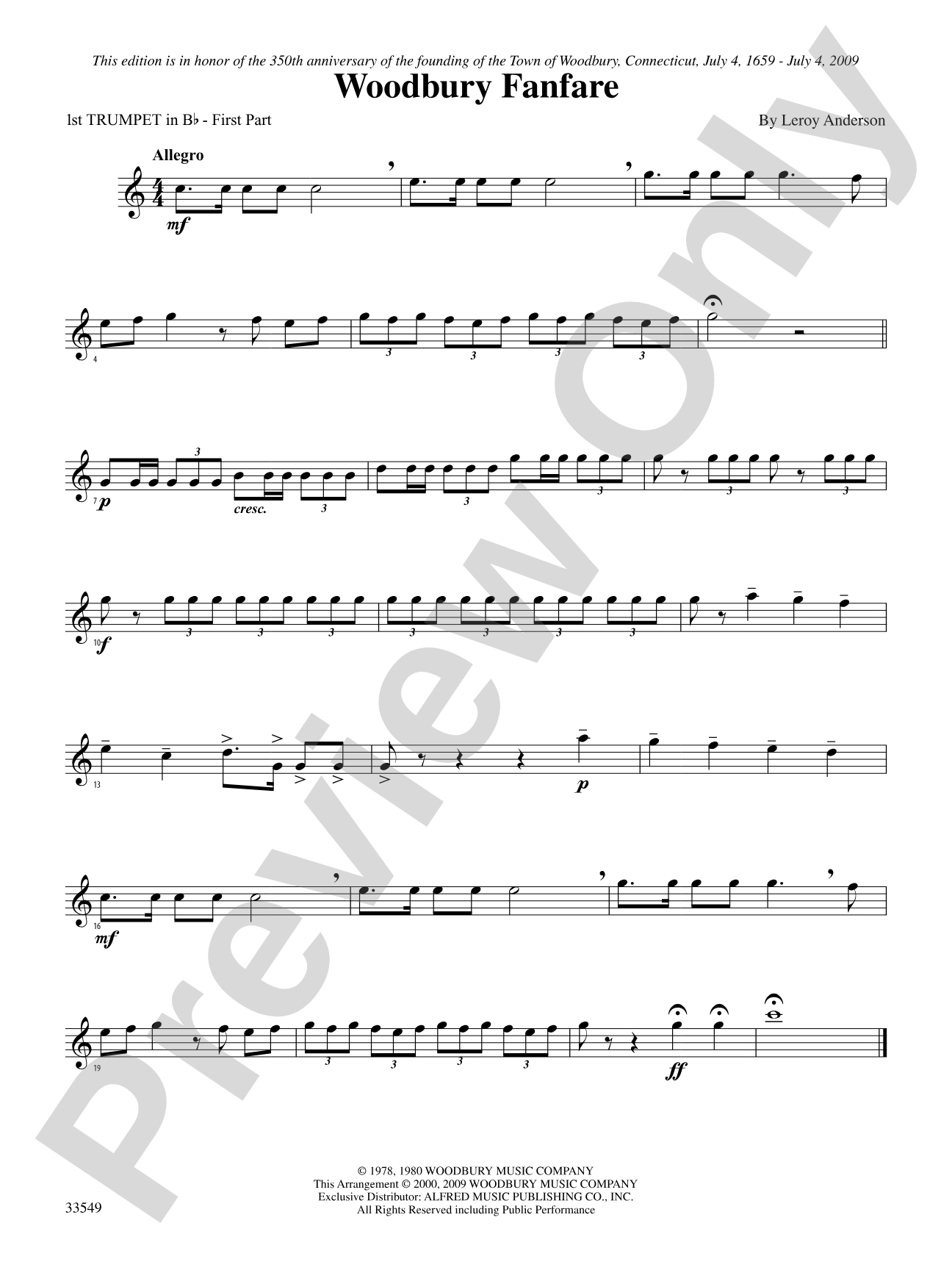 Woodbury Fanfare: 1st B-flat Trumpet