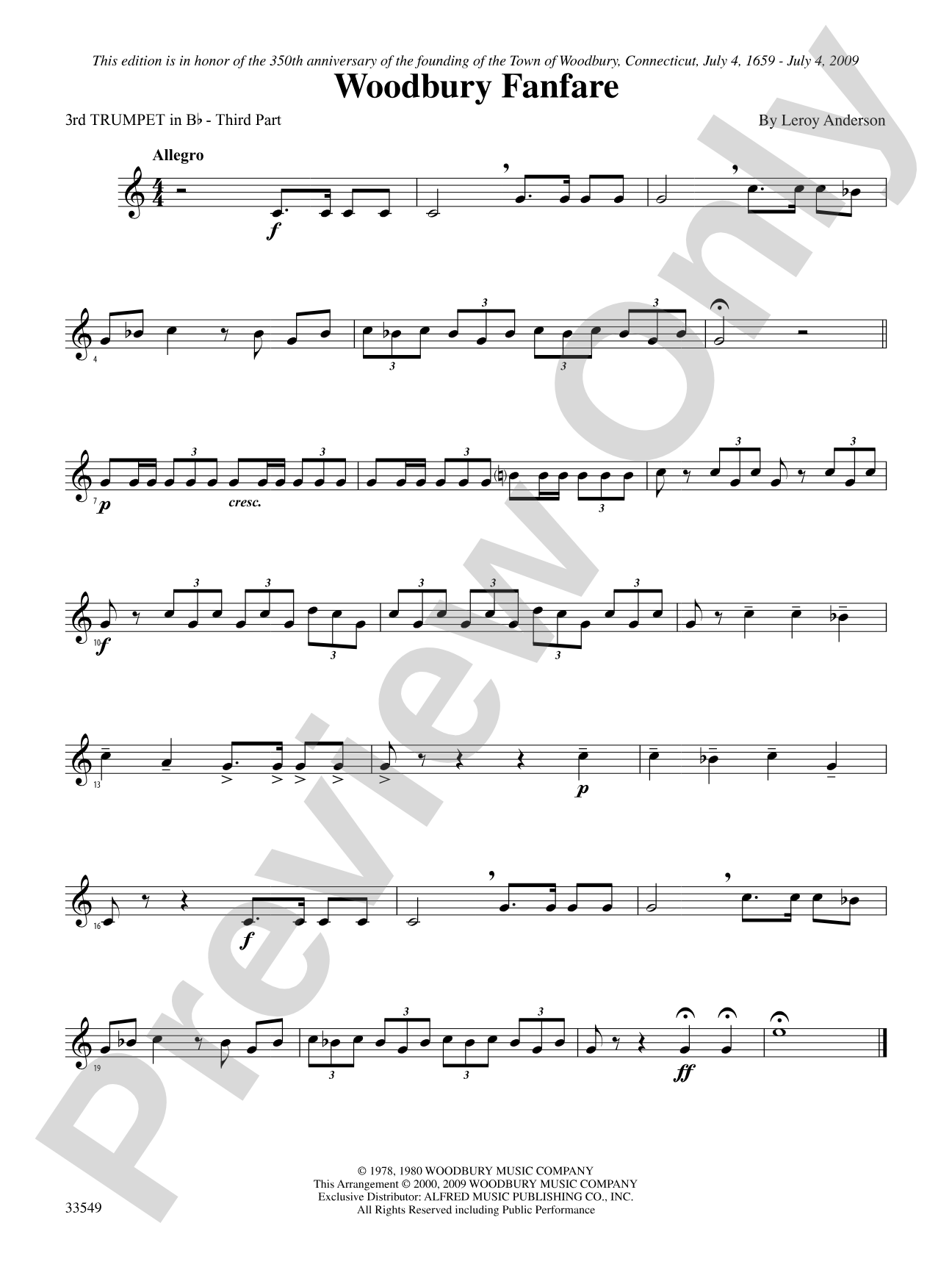 Woodbury Fanfare: 3rd B-flat Trumpet